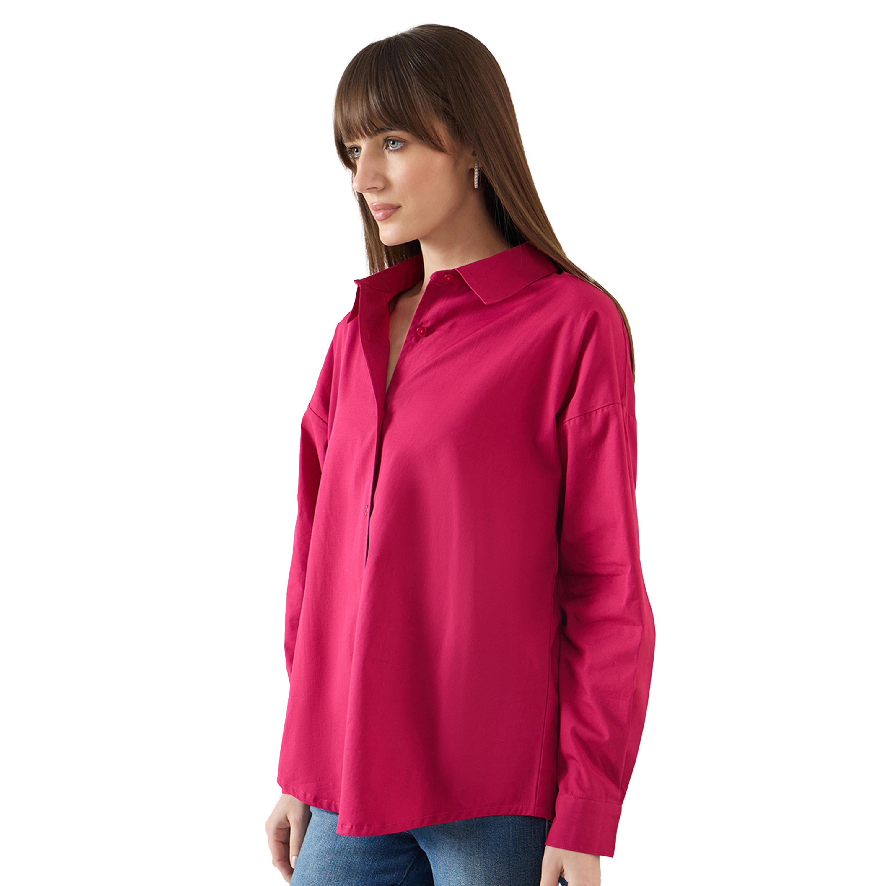 Femmella X Styli Solid Back Button Detail Dropped Shoulder Shirt-women-clothing-shirtsandblouses-shirts-image-3