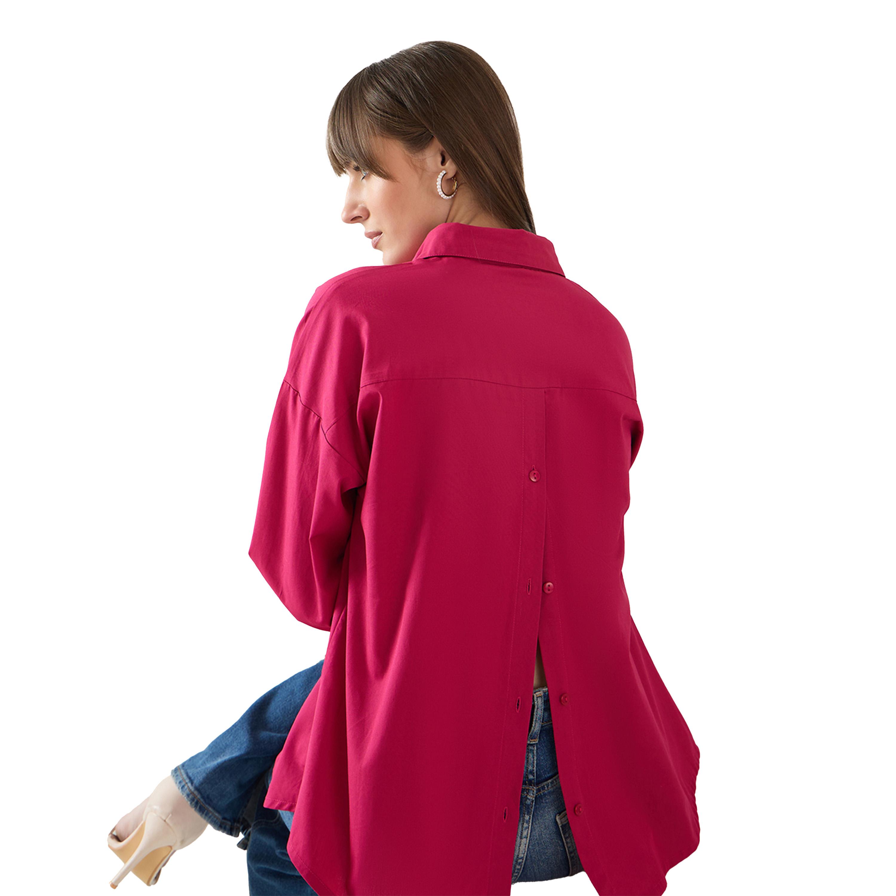 Femmella X Styli Solid Back Button Detail Dropped Shoulder Shirt-women-clothing-shirtsandblouses-shirts-image-6