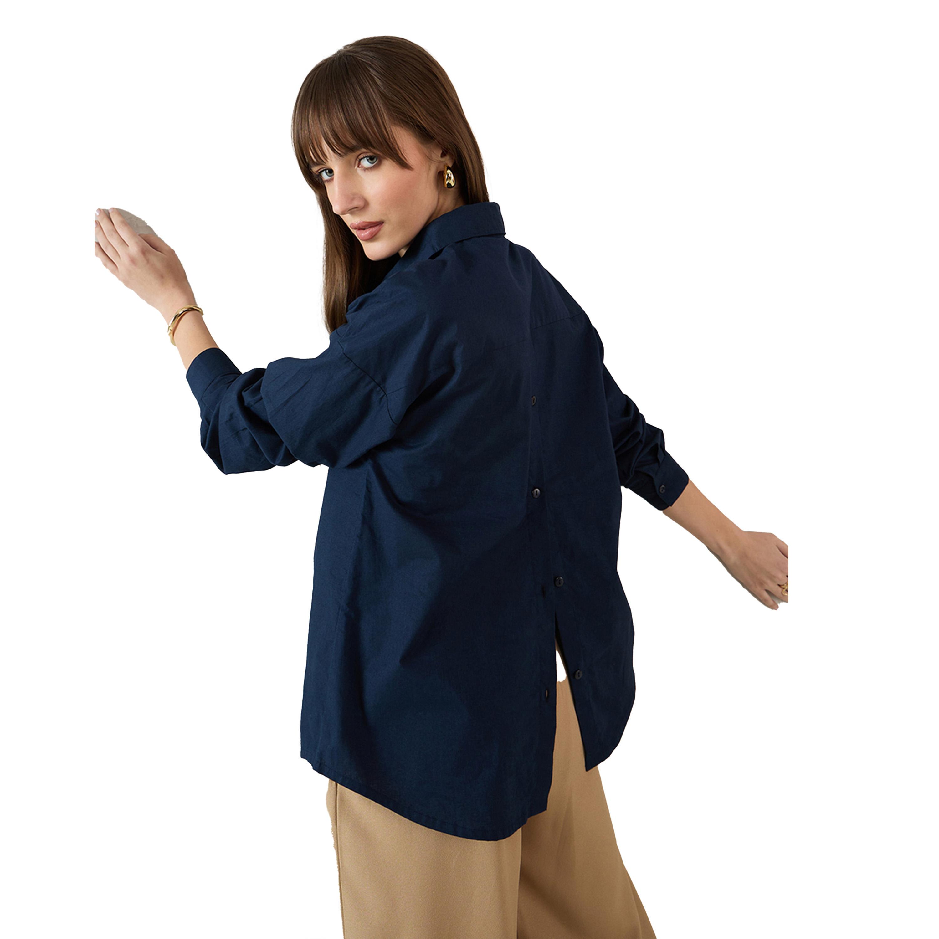 Femmella X Styli Solid Back Button Detail Oversized Shirt-women-clothing-shirtsandblouses-shirts-image-3