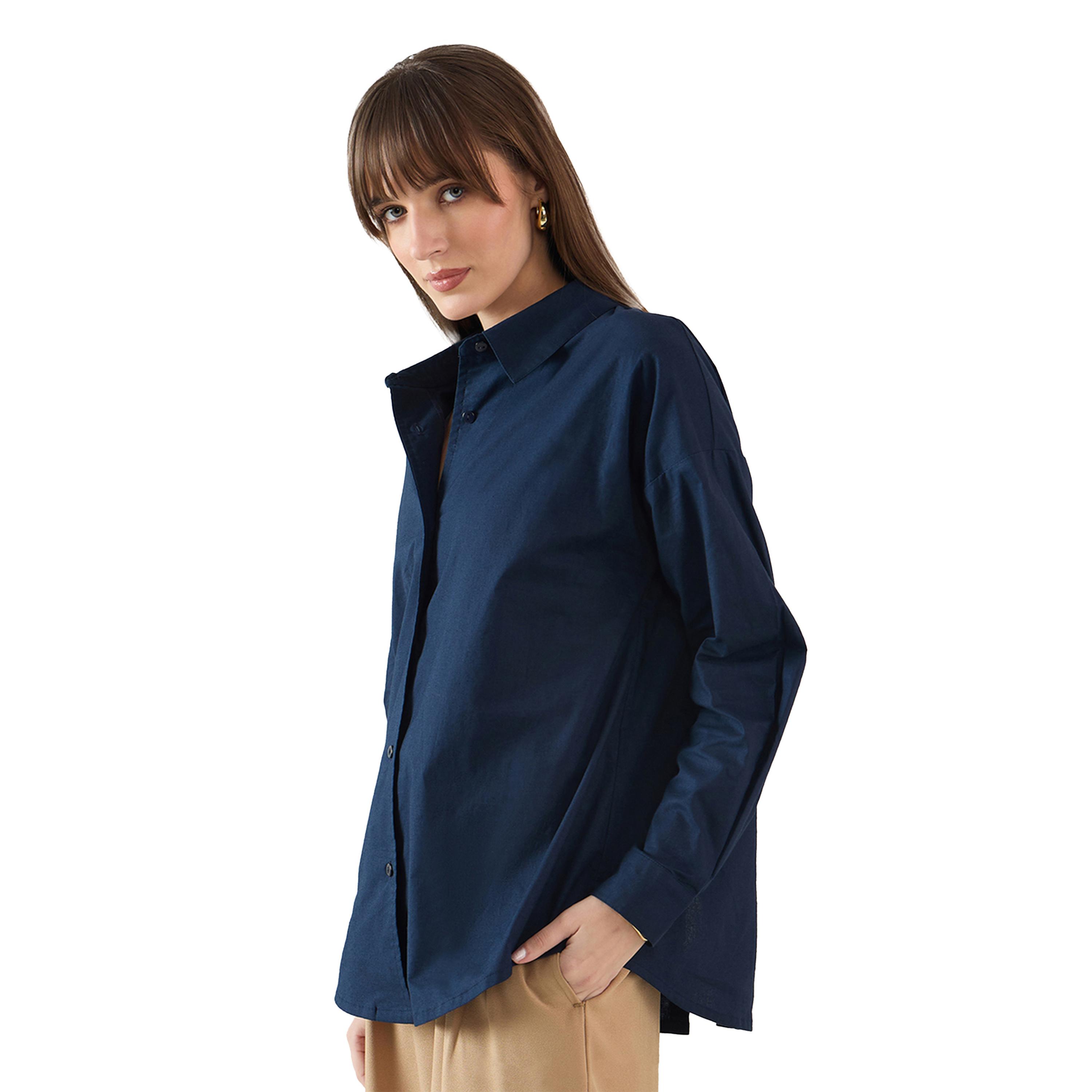 Femmella X Styli Solid Back Button Detail Oversized Shirt-women-clothing-shirtsandblouses-shirts-image-5