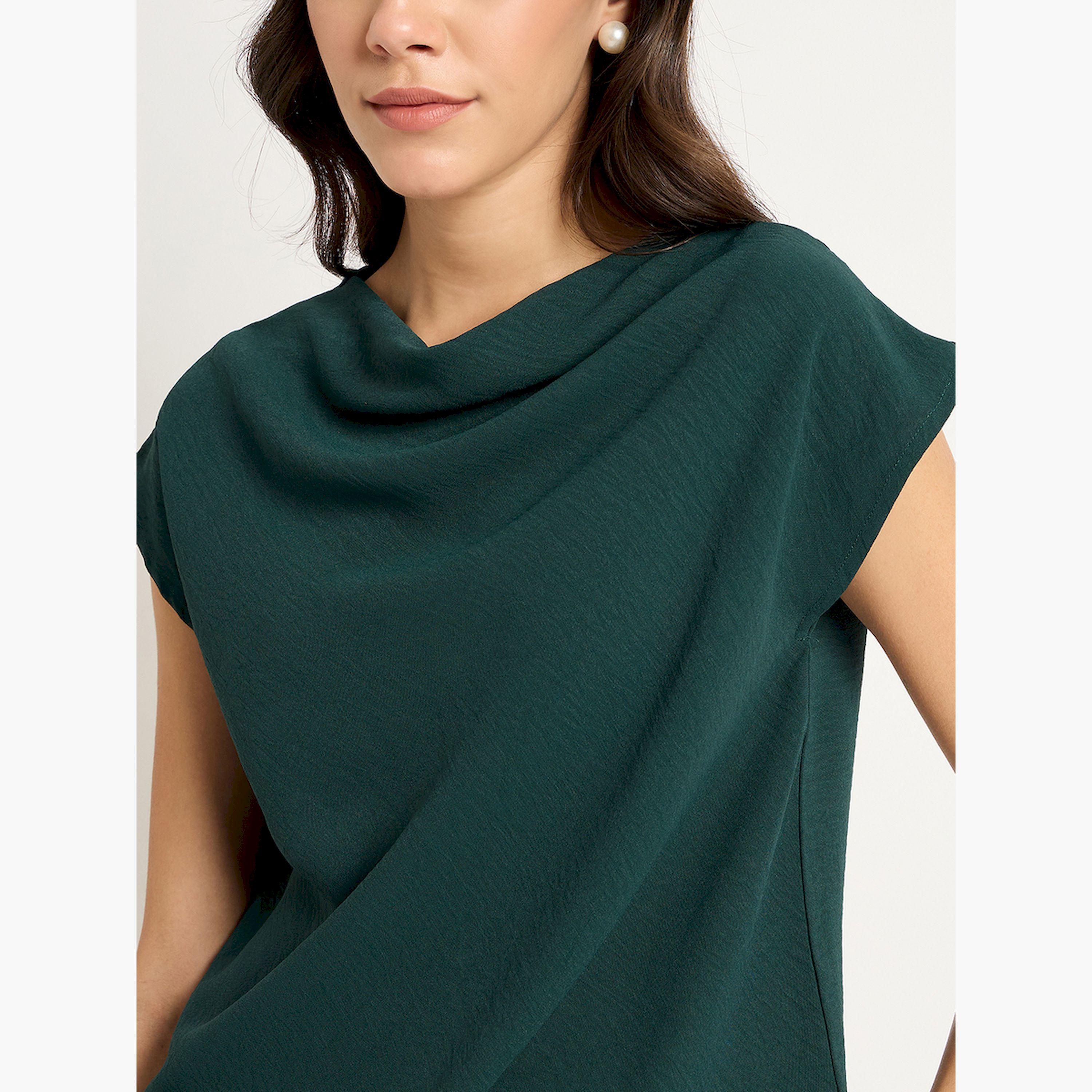 فيميلا × ستايلي-  بلوزة وبنطال سادة بياقة دائرية-women-clothing-coordsets-image-4