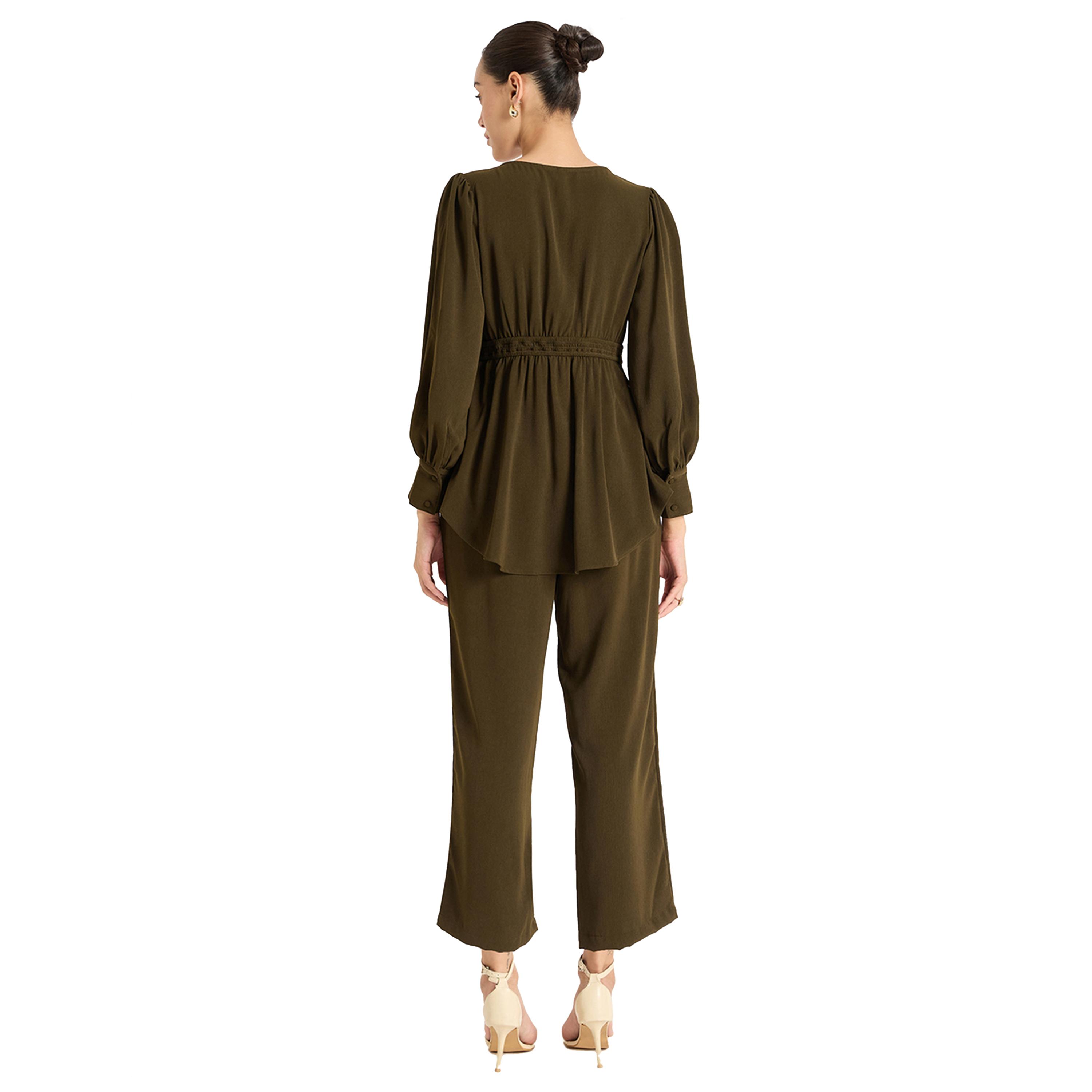 Femmella X Styli Solid V Neck Top and Pants Co-Ords-women-clothing-coordsets-image-2