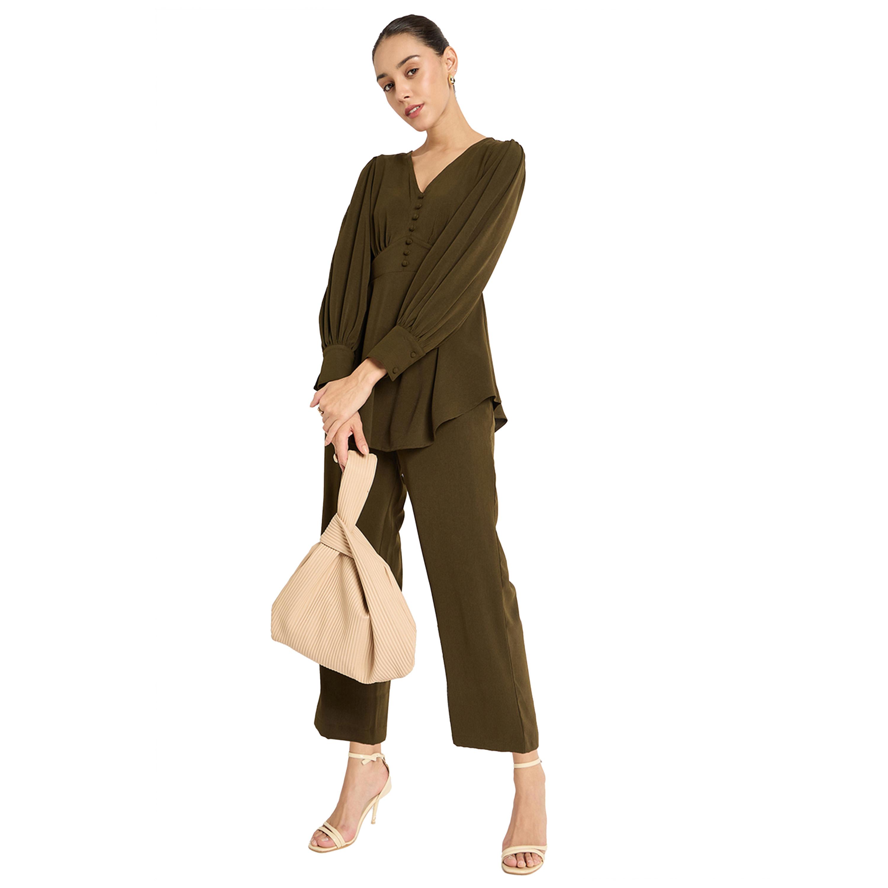 Femmella X Styli Solid V Neck Top and Pants Co-Ords-women-clothing-coordsets-image-6
