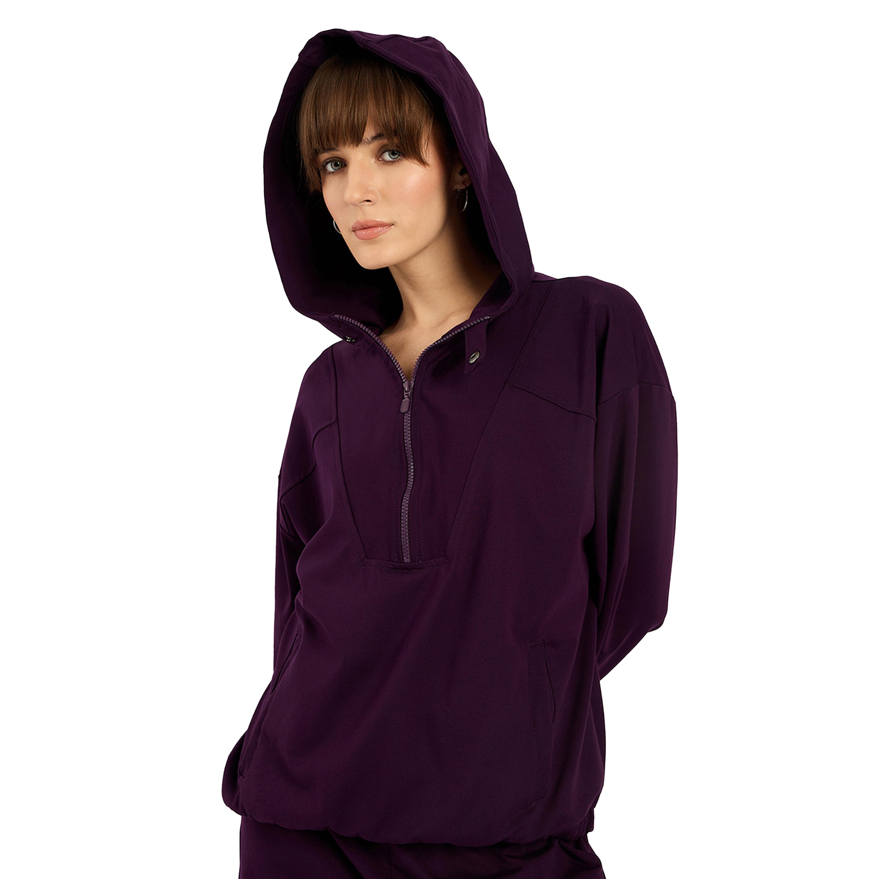 فيميلا × ستايلي-  هوديي وسروال بنصف سحاب سادة-women-clothing-coordsets-image-4