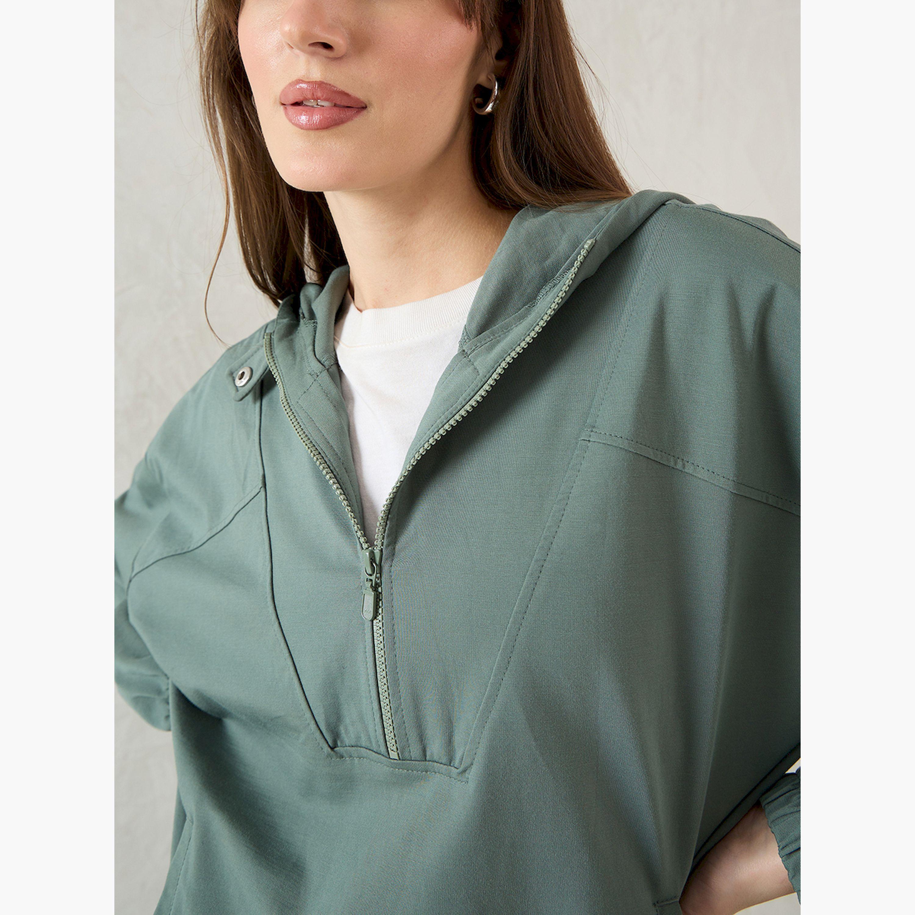 Femmella X Styli Solid Half Zip-Up Hoodie and Pants Co-Ords-women-clothing-coordsets-image-4