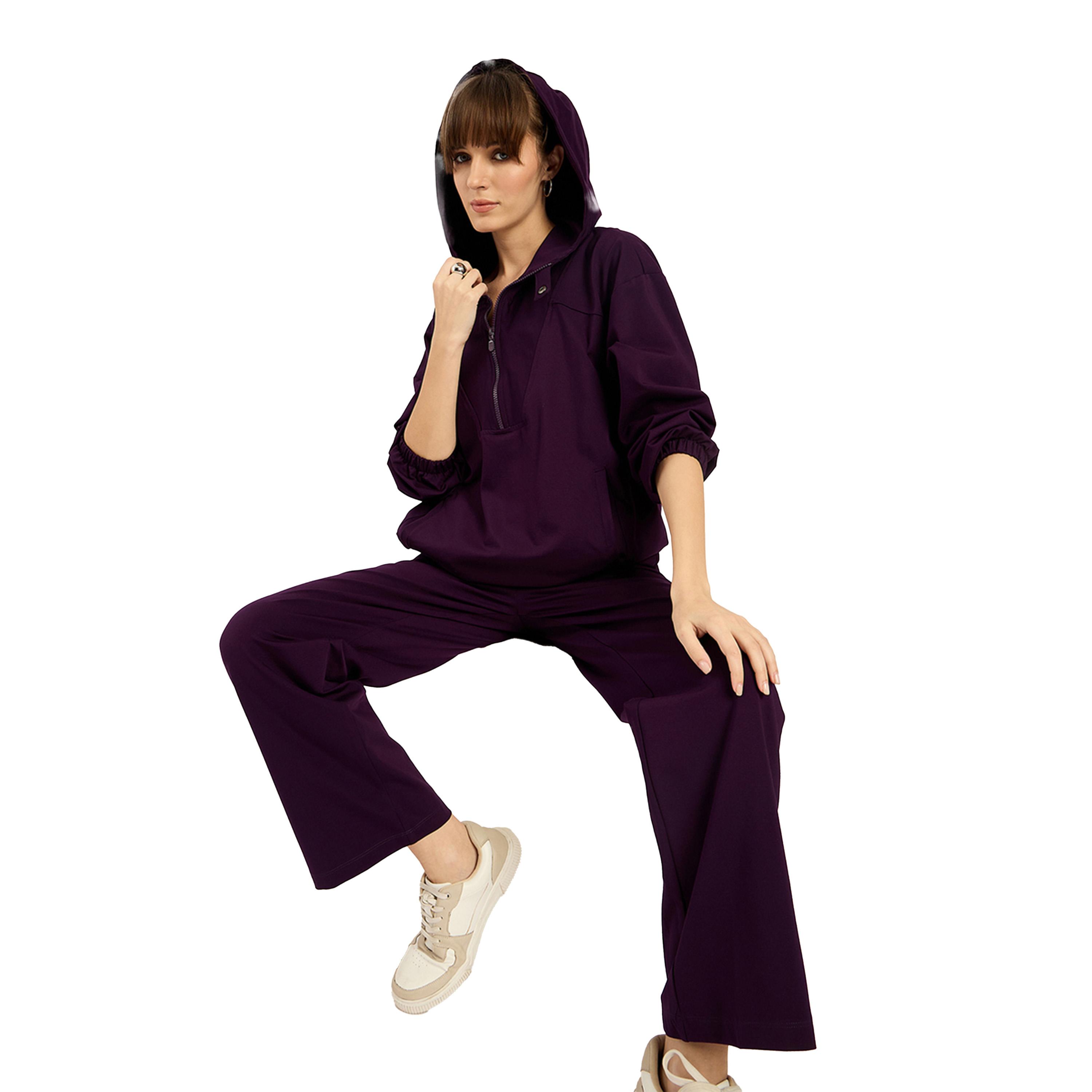 فيميلا × ستايلي-  هوديي وسروال بنصف سحاب سادة-women-clothing-coordsets-image-6