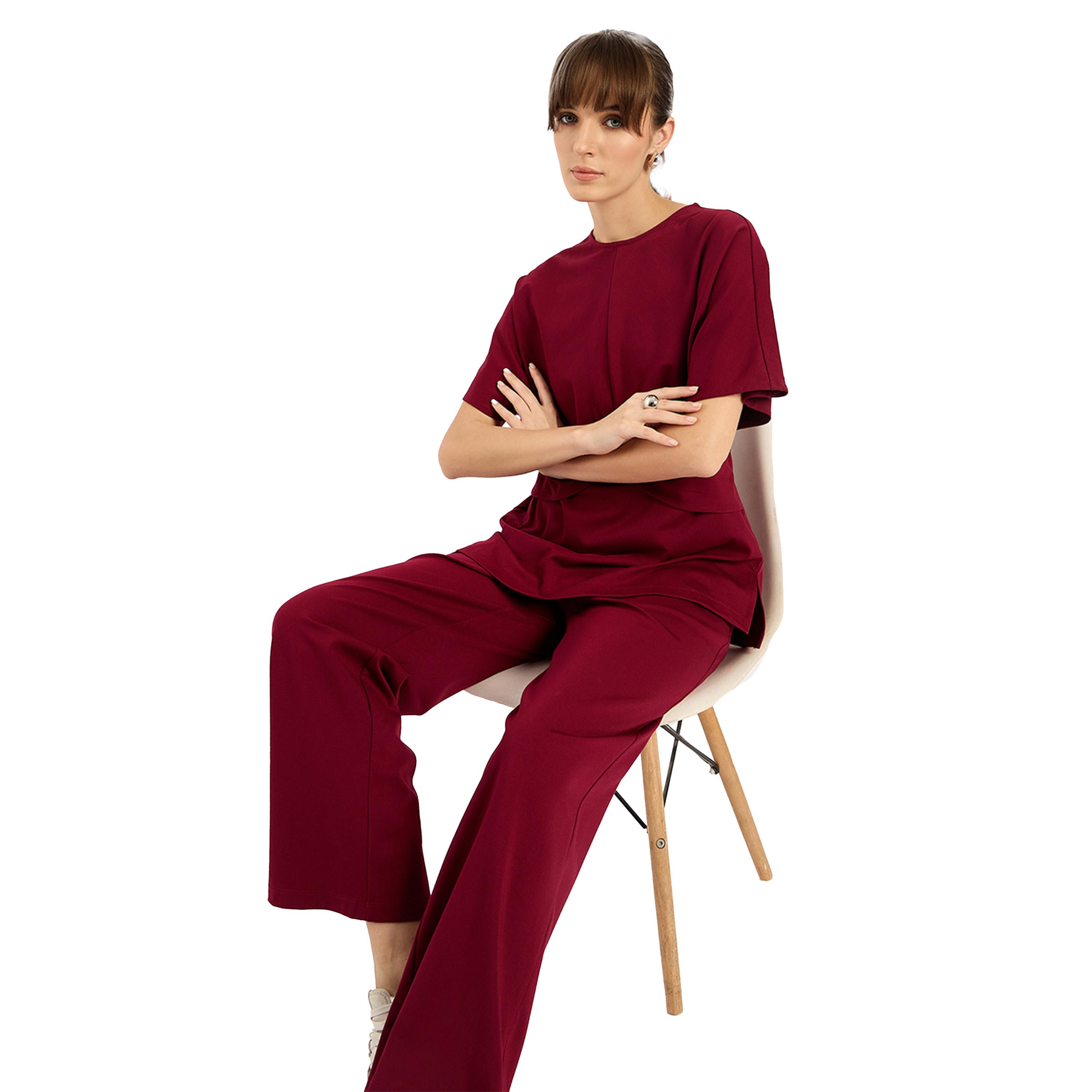 Femmella X Styli Solid Knot Detail Top and Pants Co-Ords-women-clothing-coordsets-image-4