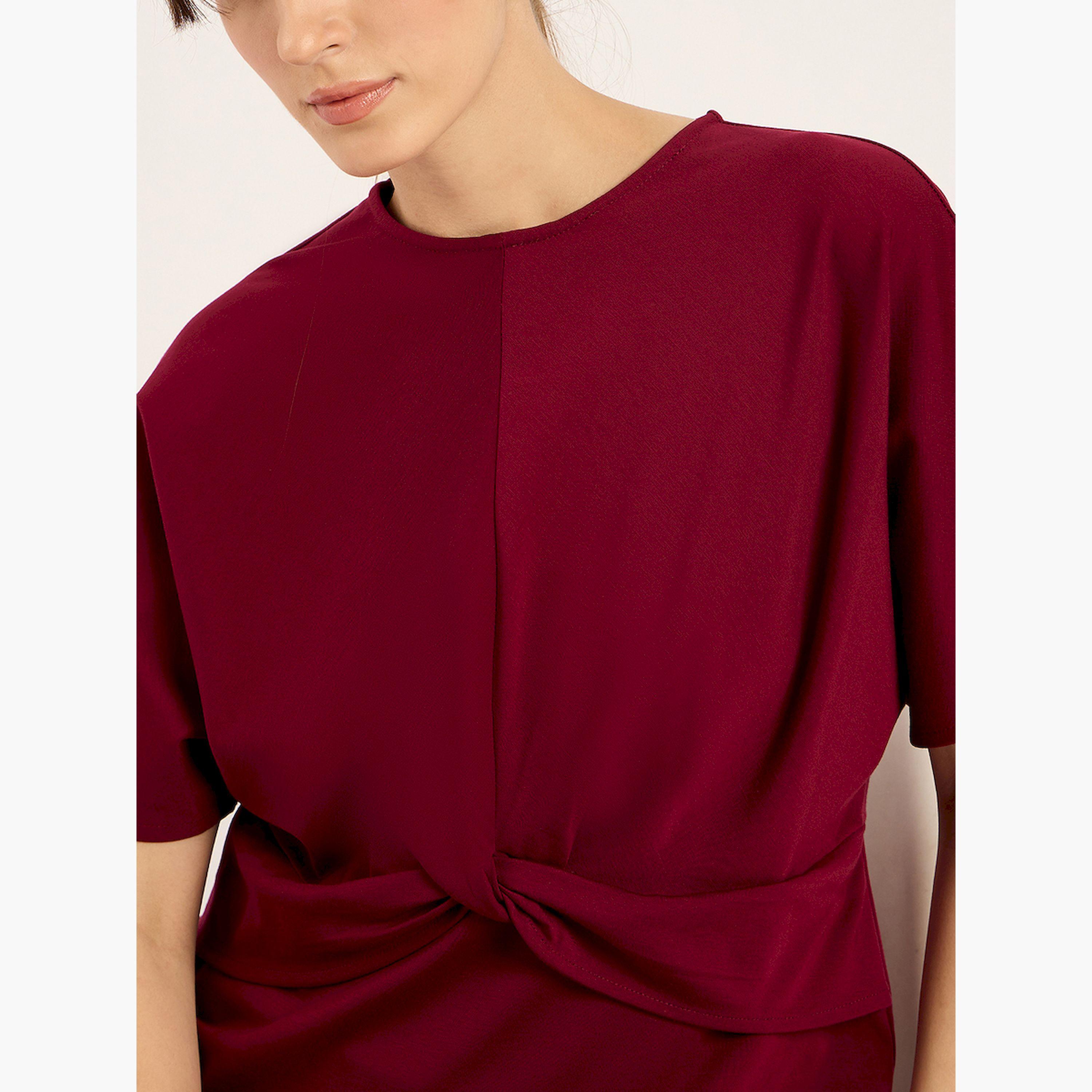 Femmella X Styli Solid Knot Detail Top and Pants Co-Ords-women-clothing-coordsets-image-5