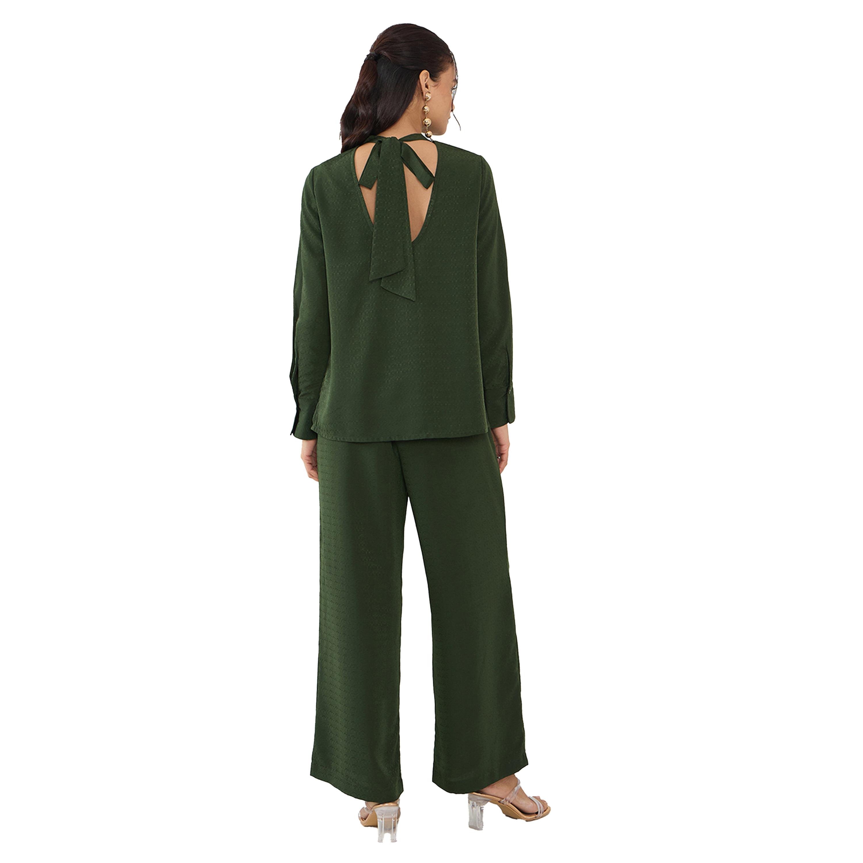 فيميلا × ستايلي-  قميص وبنطال من الساتان برباط خلفي بتصميم ذاتي-women-clothing-coordsets-image-2