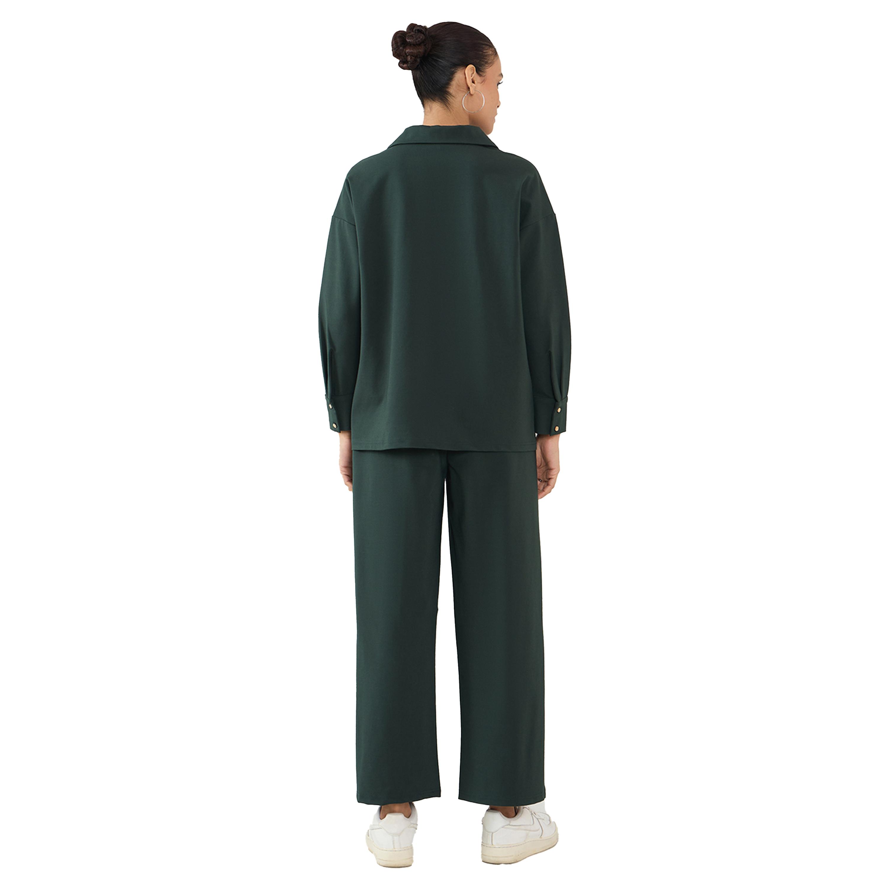 Femmella X Styli Solid Collared Top and Straight Pants Co-Ords-women-clothing-coordsets-image-2