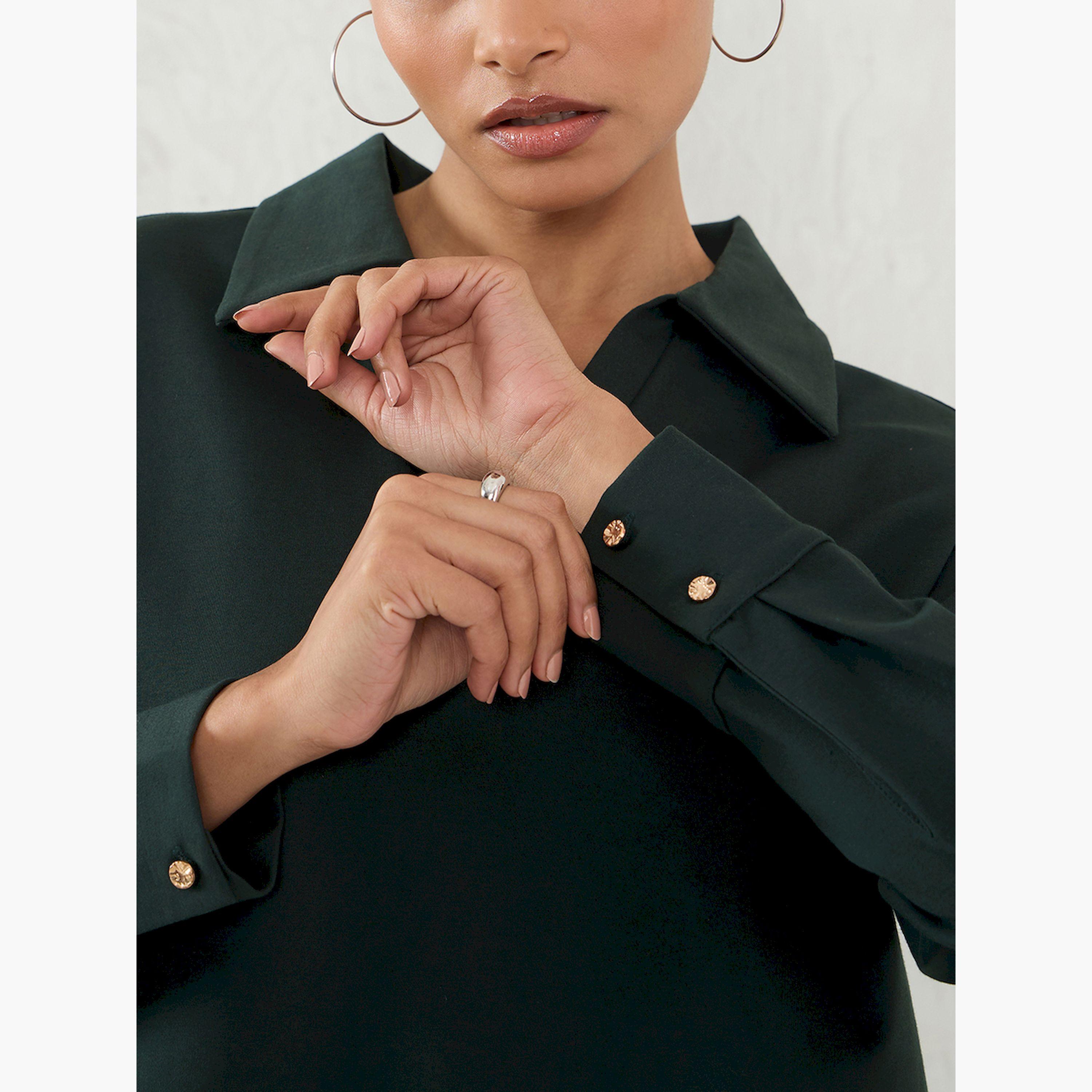 Femmella X Styli Solid Collared Top and Straight Pants Co-Ords-women-clothing-coordsets-image-4