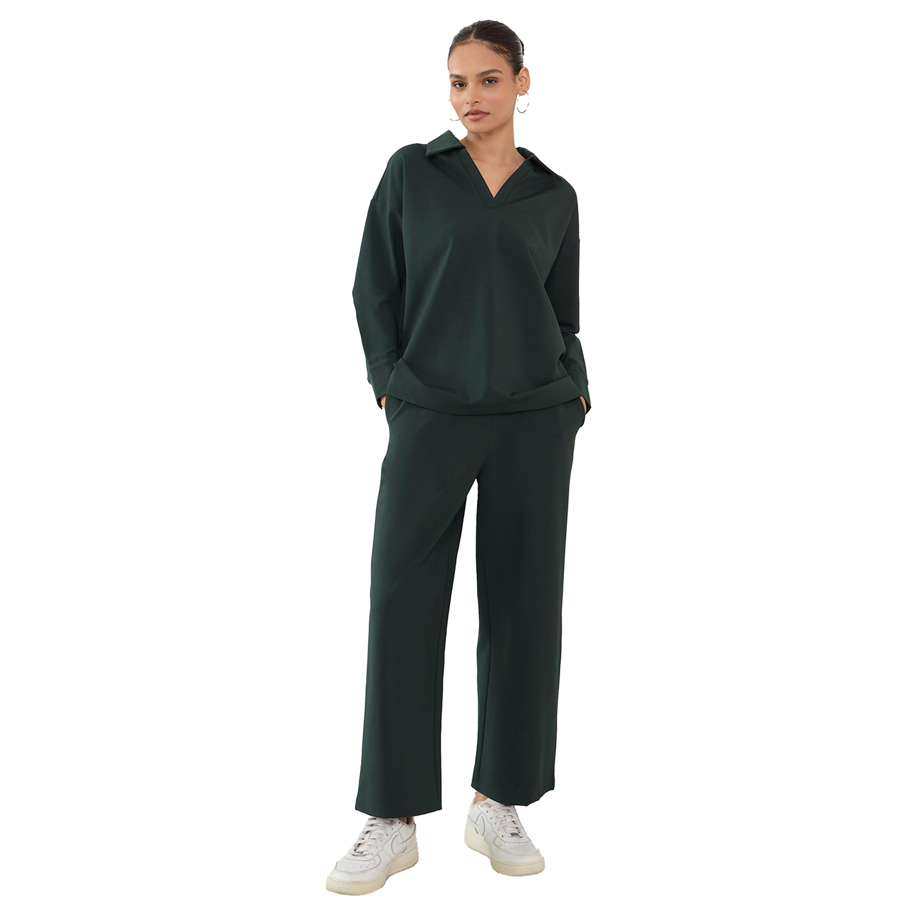 Femmella X Styli Solid Collared Top and Straight Pants Co-Ords-women-clothing-coordsets-image-5
