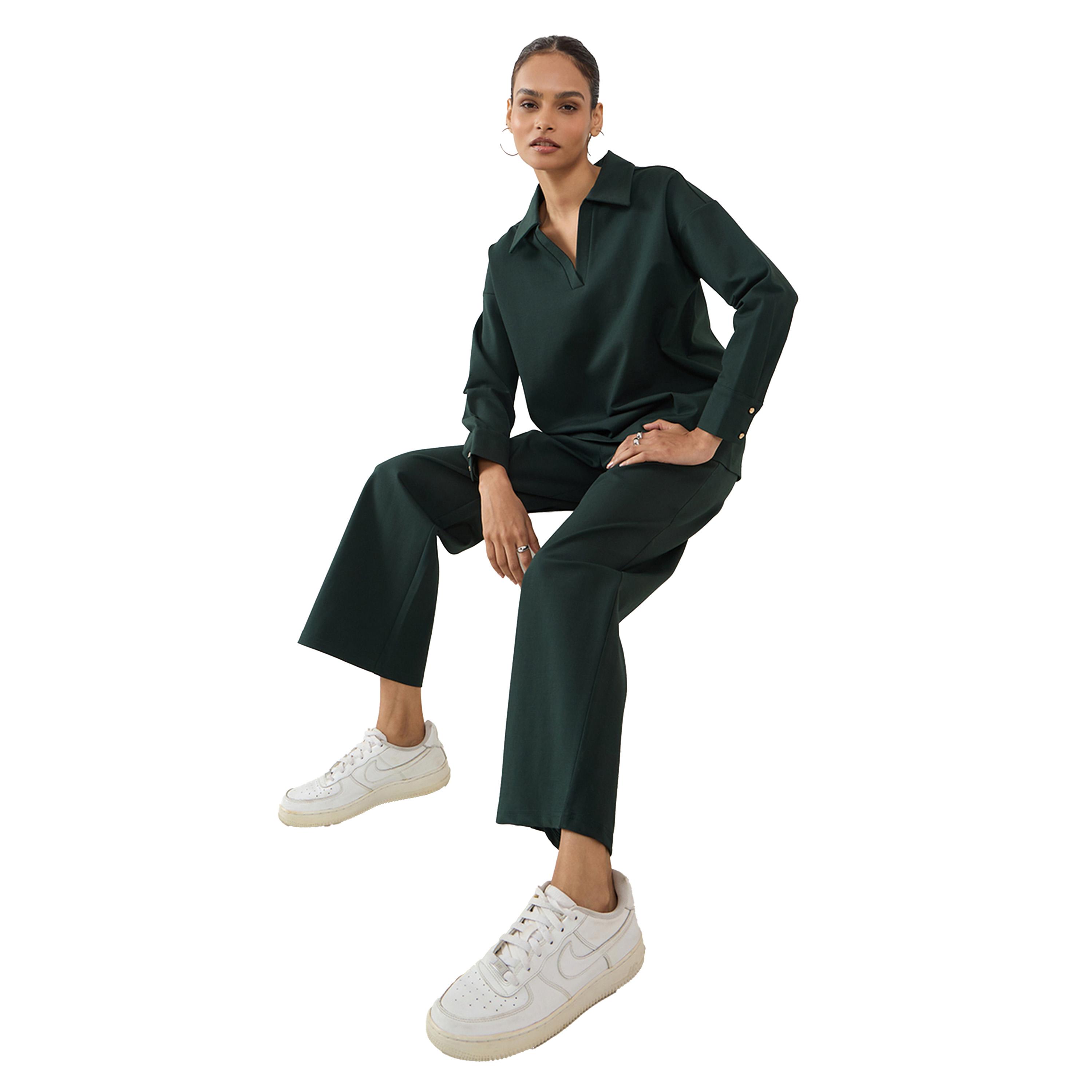Femmella X Styli Solid Collared Top and Straight Pants Co-Ords-women-clothing-coordsets-image-6