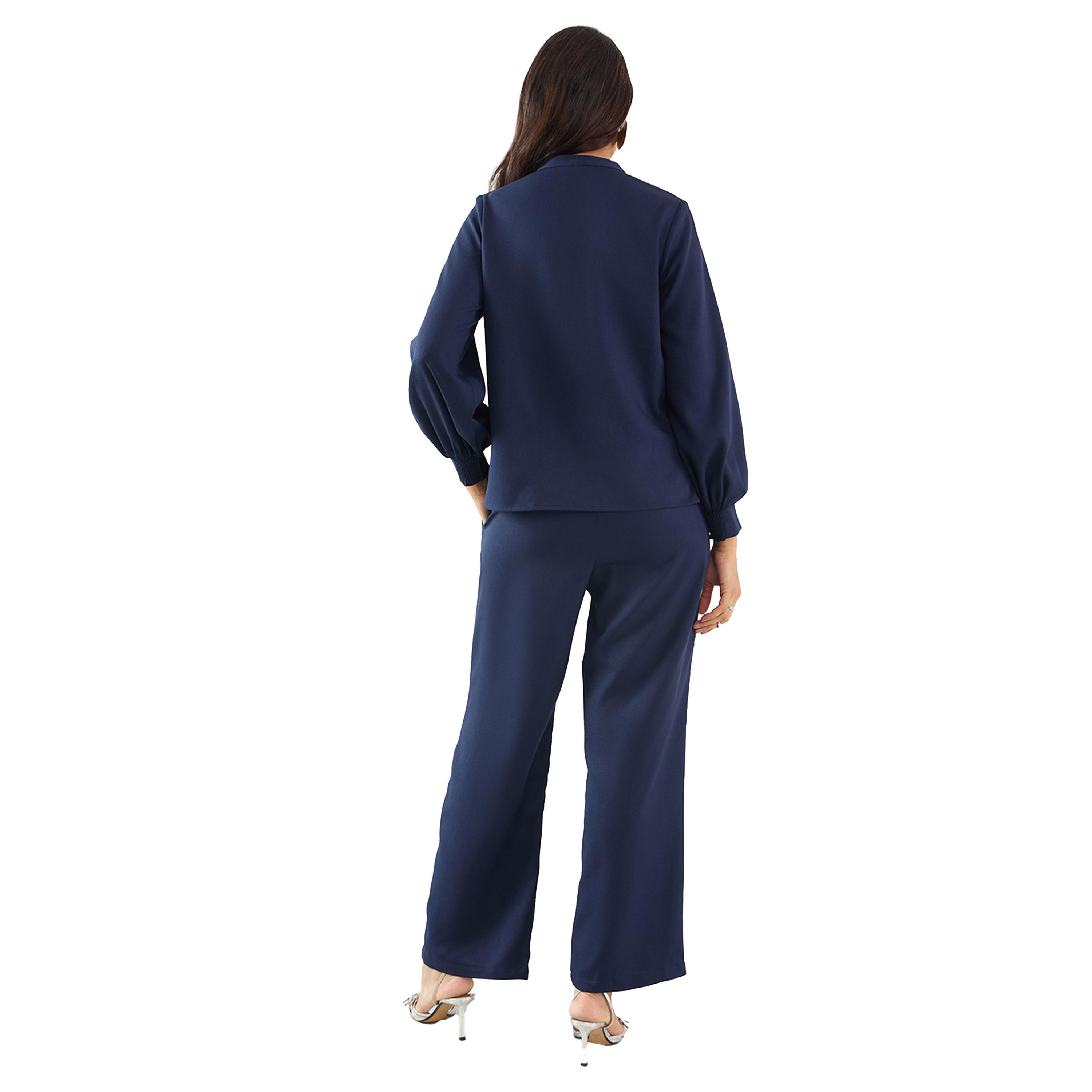 Femmella X Styli Solid Collared Top and Pants Co-Ords-women-clothing-coordsets-image-2