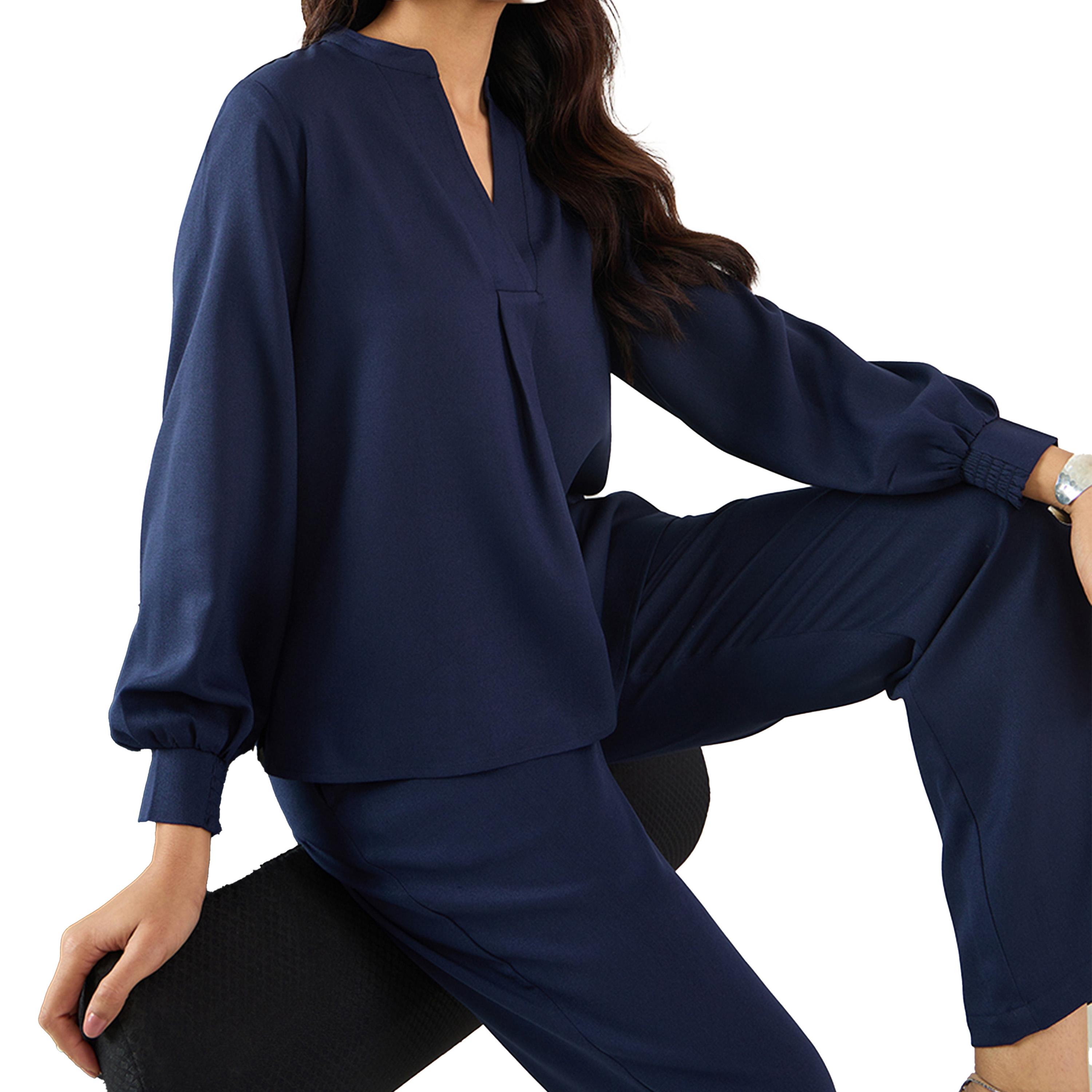 Femmella X Styli Solid Collared Top and Pants Co-Ords-women-clothing-coordsets-image-6