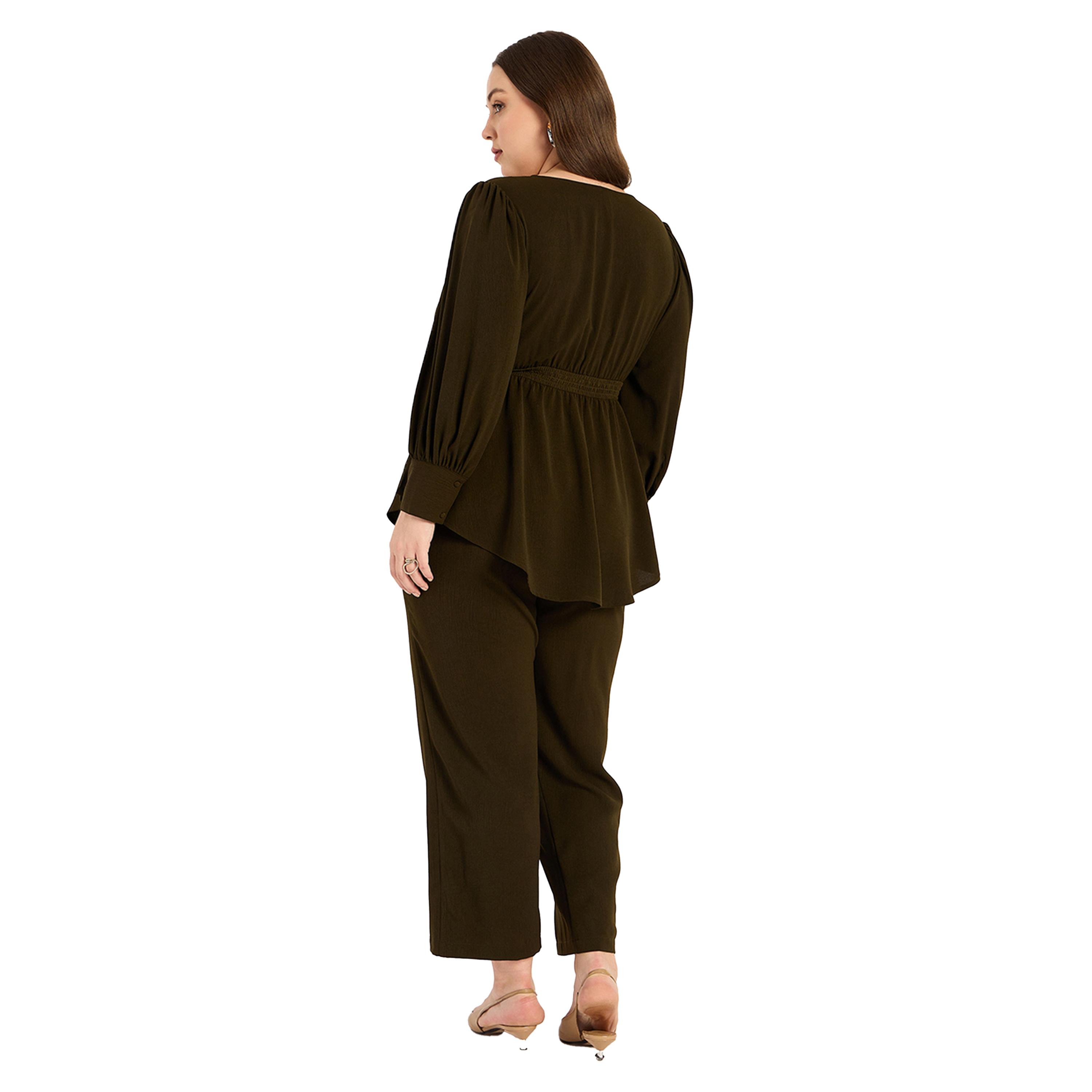 Femmella X Styli Plus Size Crinkled V Neck Top and Pants Co-Ords-women-clothing-dresses-image-2