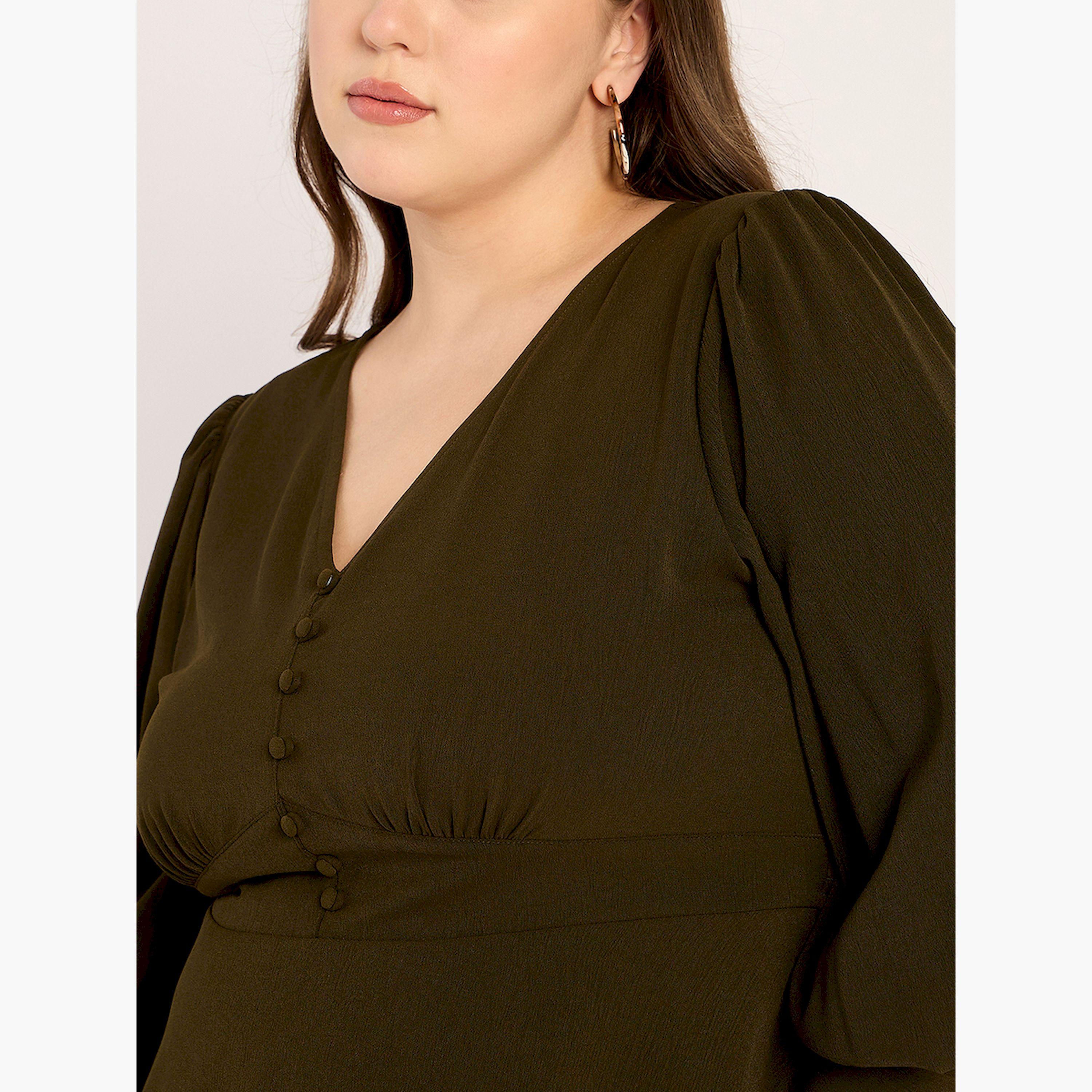 Femmella X Styli Plus Size Crinkled V Neck Top and Pants Co-Ords-women-clothing-dresses-image-6