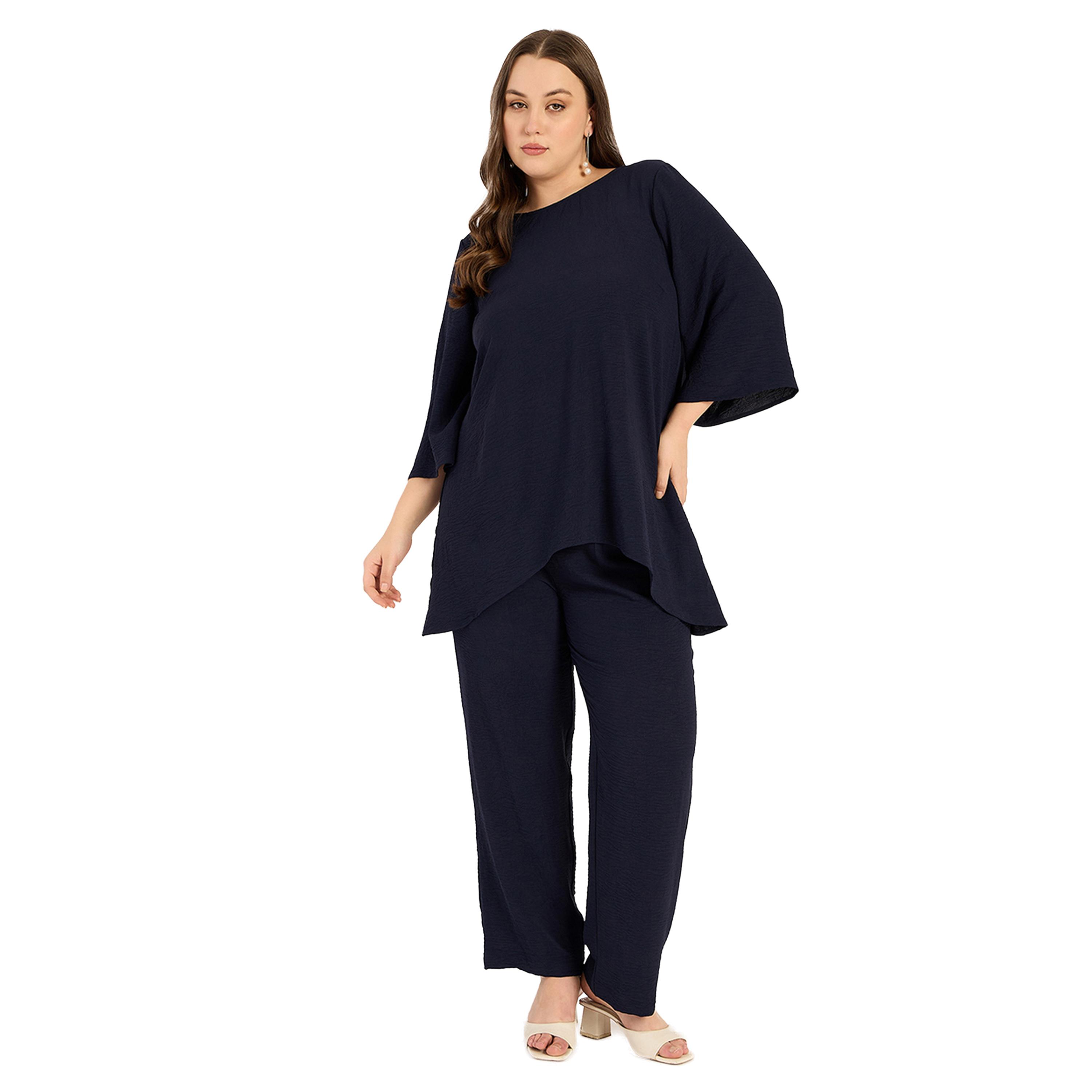 فيميلا × ستايلي-  تونيك وسروال بأكمام 3/4 مقاس كبير-women-clothing-dresses-image-1