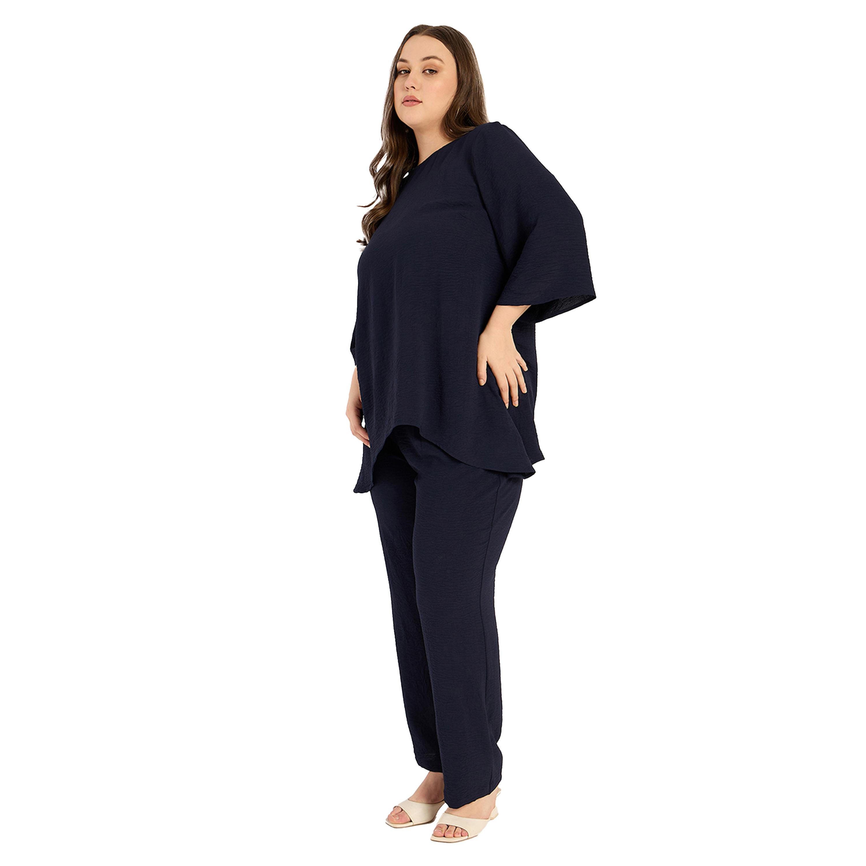 فيميلا × ستايلي-  تونيك وسروال بأكمام 3/4 مقاس كبير-women-clothing-dresses-image-2