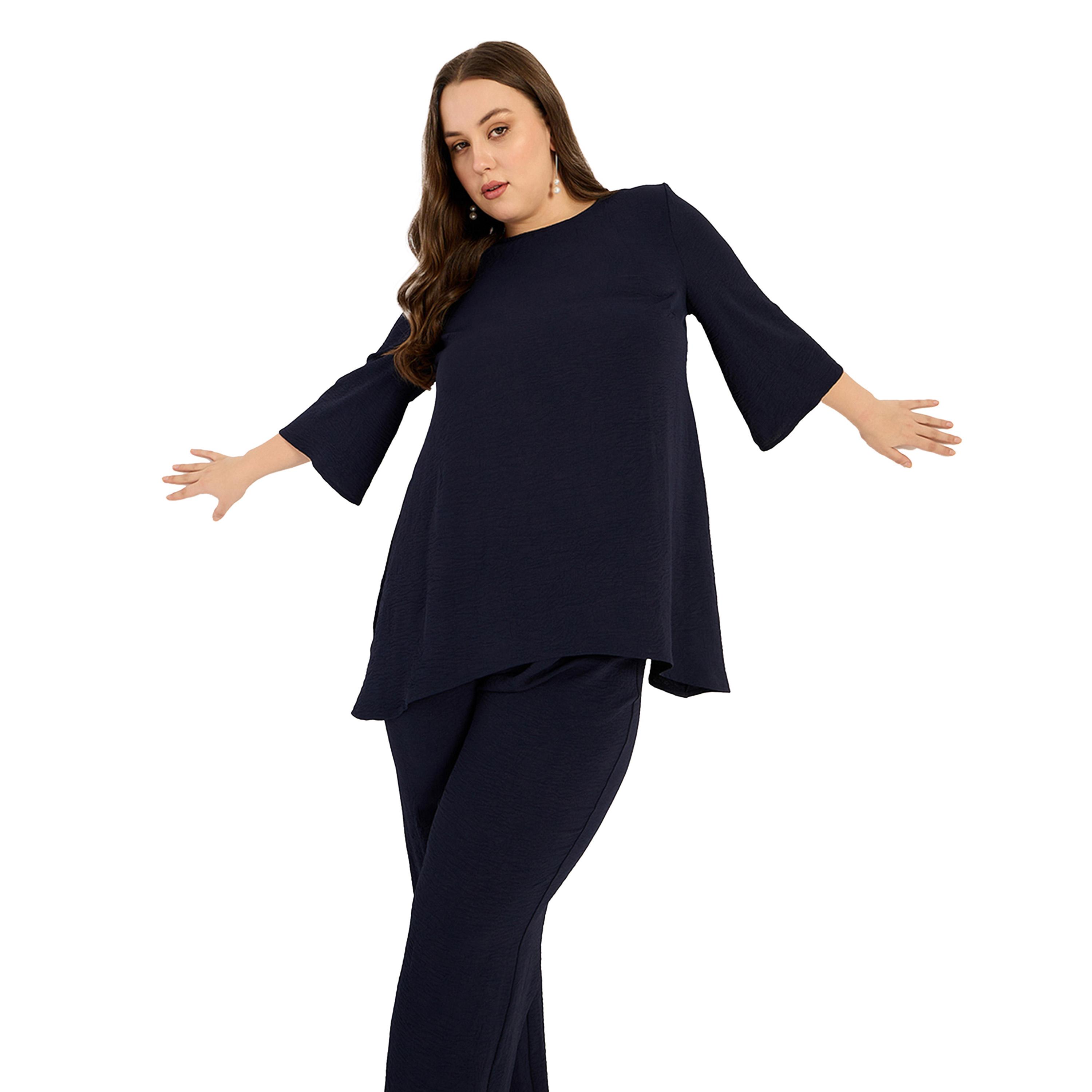 فيميلا × ستايلي-  تونيك وسروال بأكمام 3/4 مقاس كبير-women-clothing-dresses-image-4