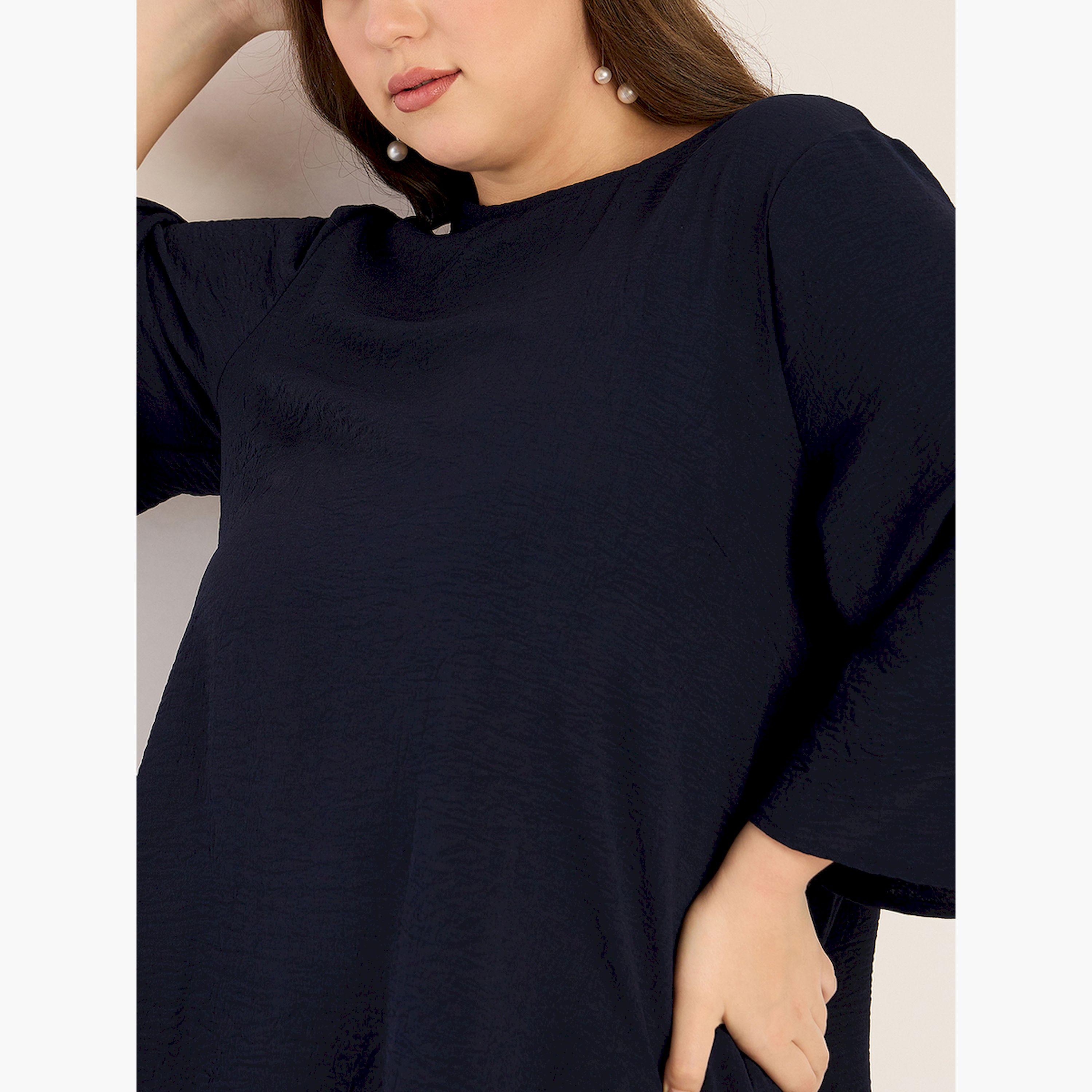 فيميلا × ستايلي-  تونيك وسروال بأكمام 3/4 مقاس كبير-women-clothing-dresses-image-5