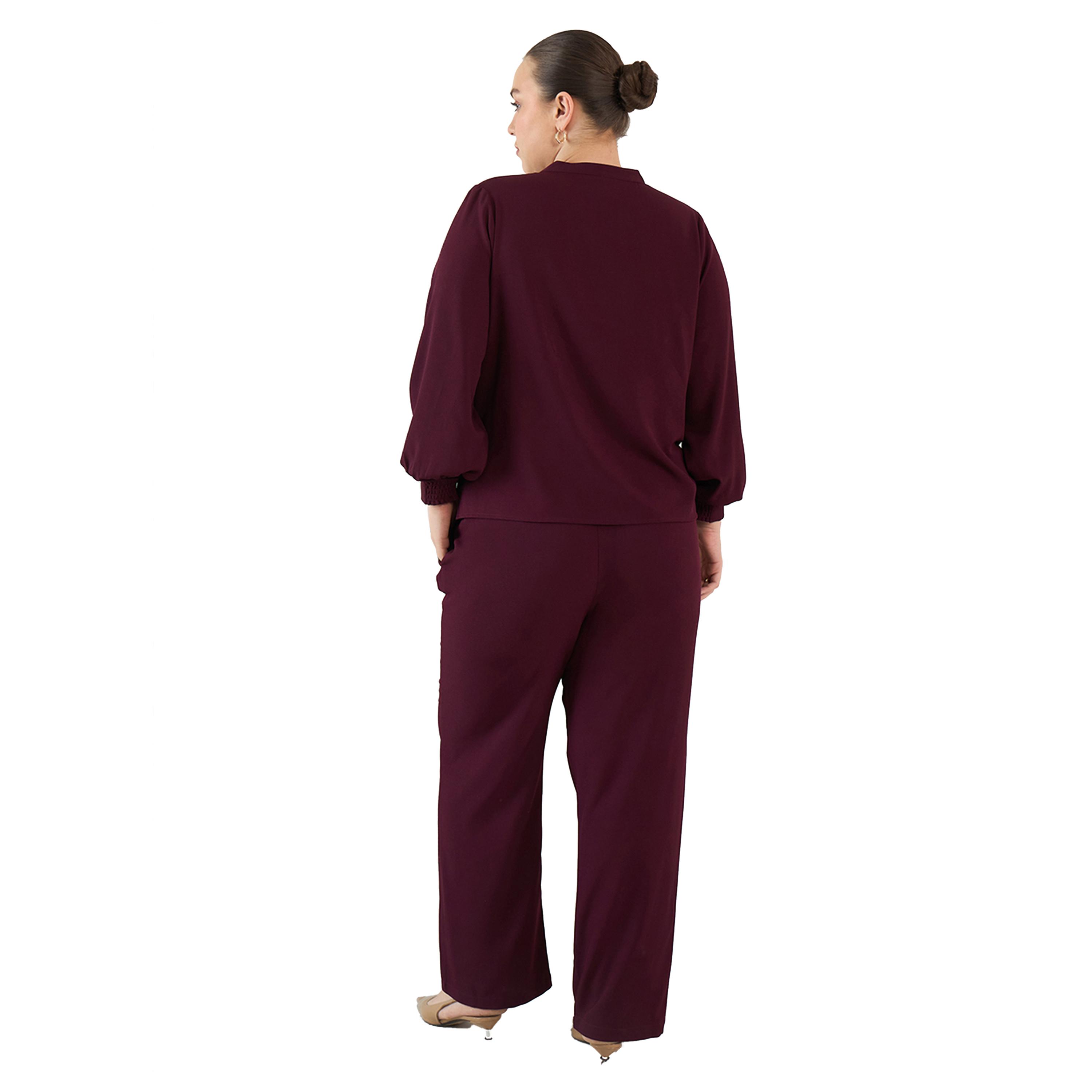 Femmella X Styli Plus Size Solid Collared Top and Pants Co-Ords-women-clothing-dresses-image-2