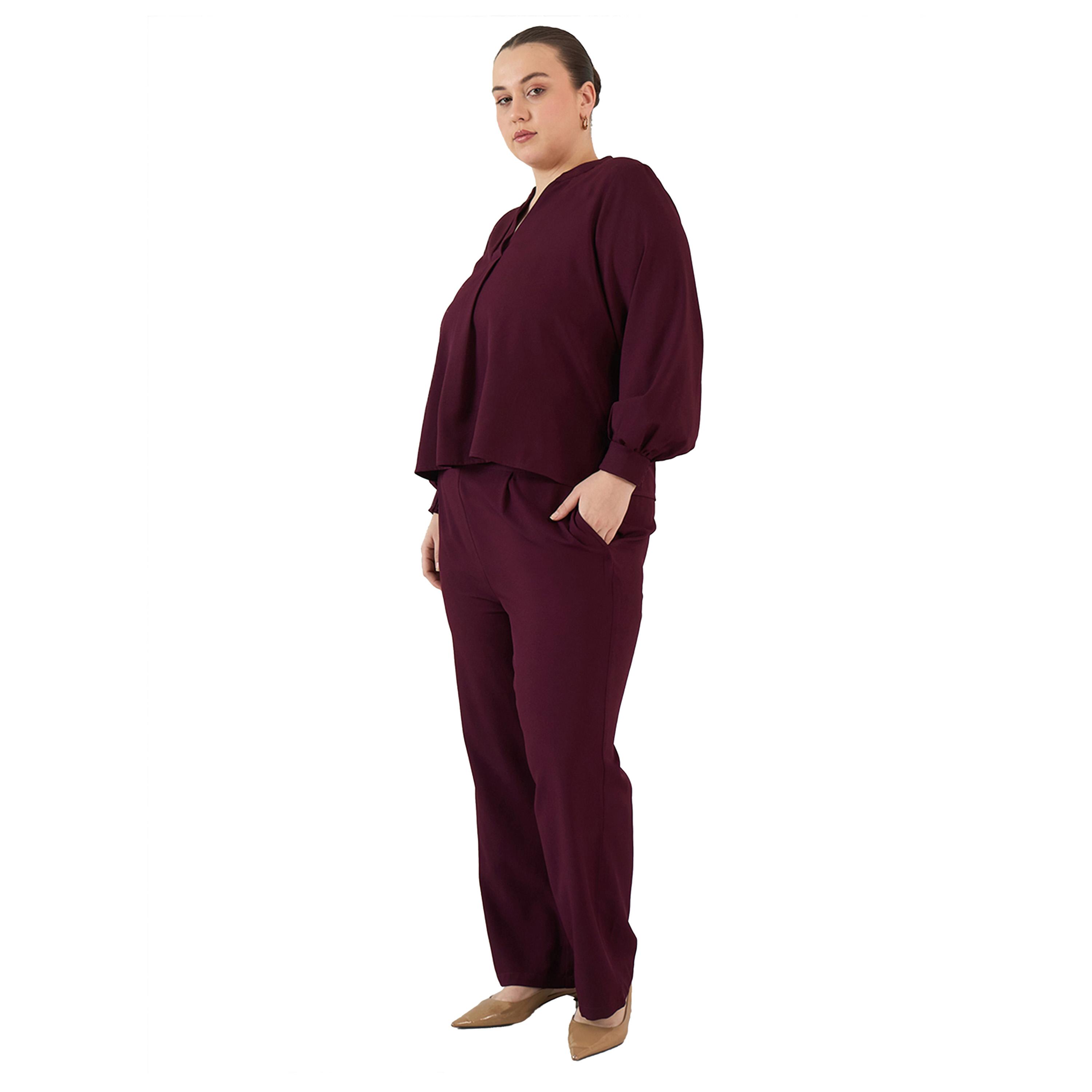 Femmella X Styli Plus Size Solid Collared Top and Pants Co-Ords-women-clothing-dresses-image-3