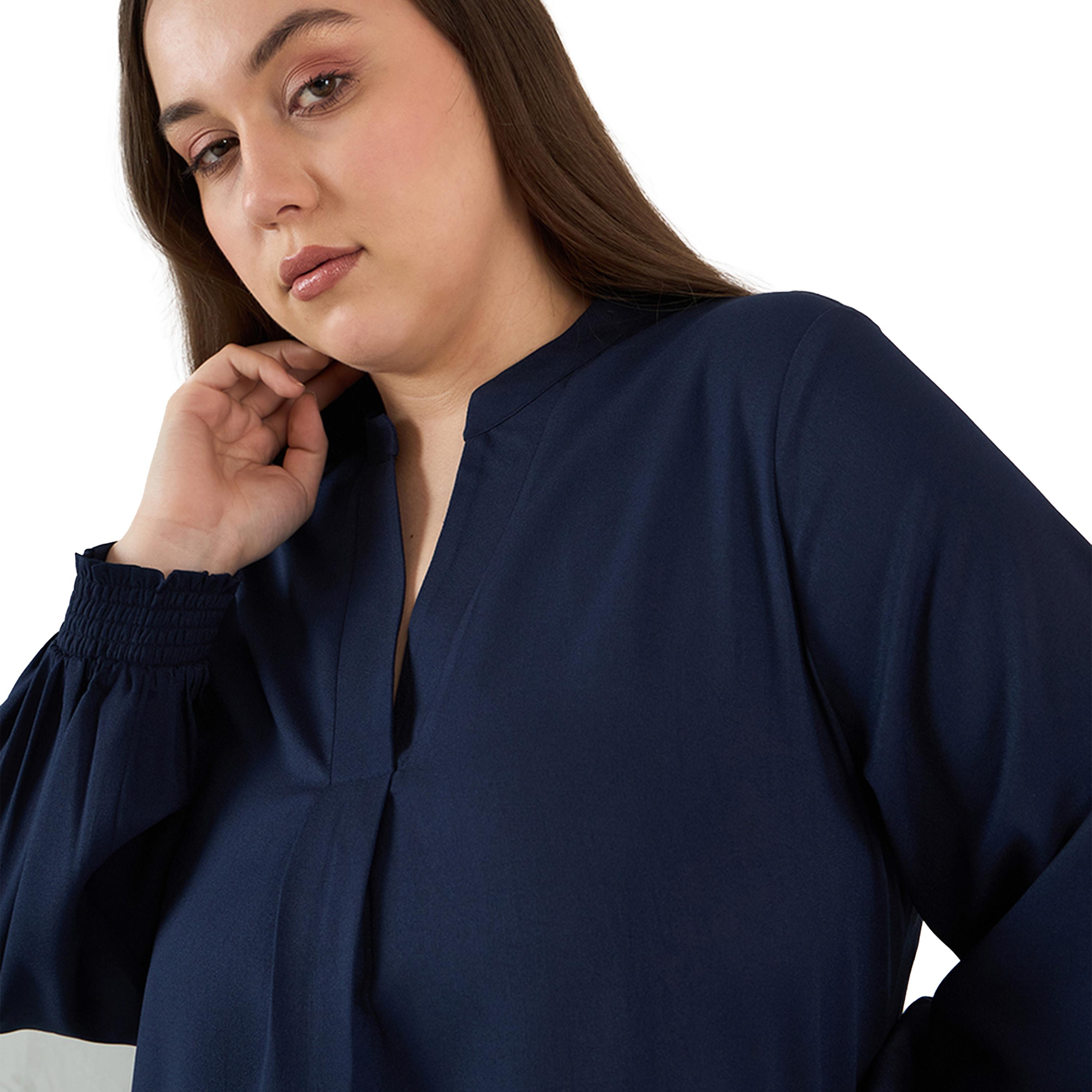 Femmella X Styli Plus Size Solid Collared Top and Pants Co-Ords-women-clothing-dresses-image-5