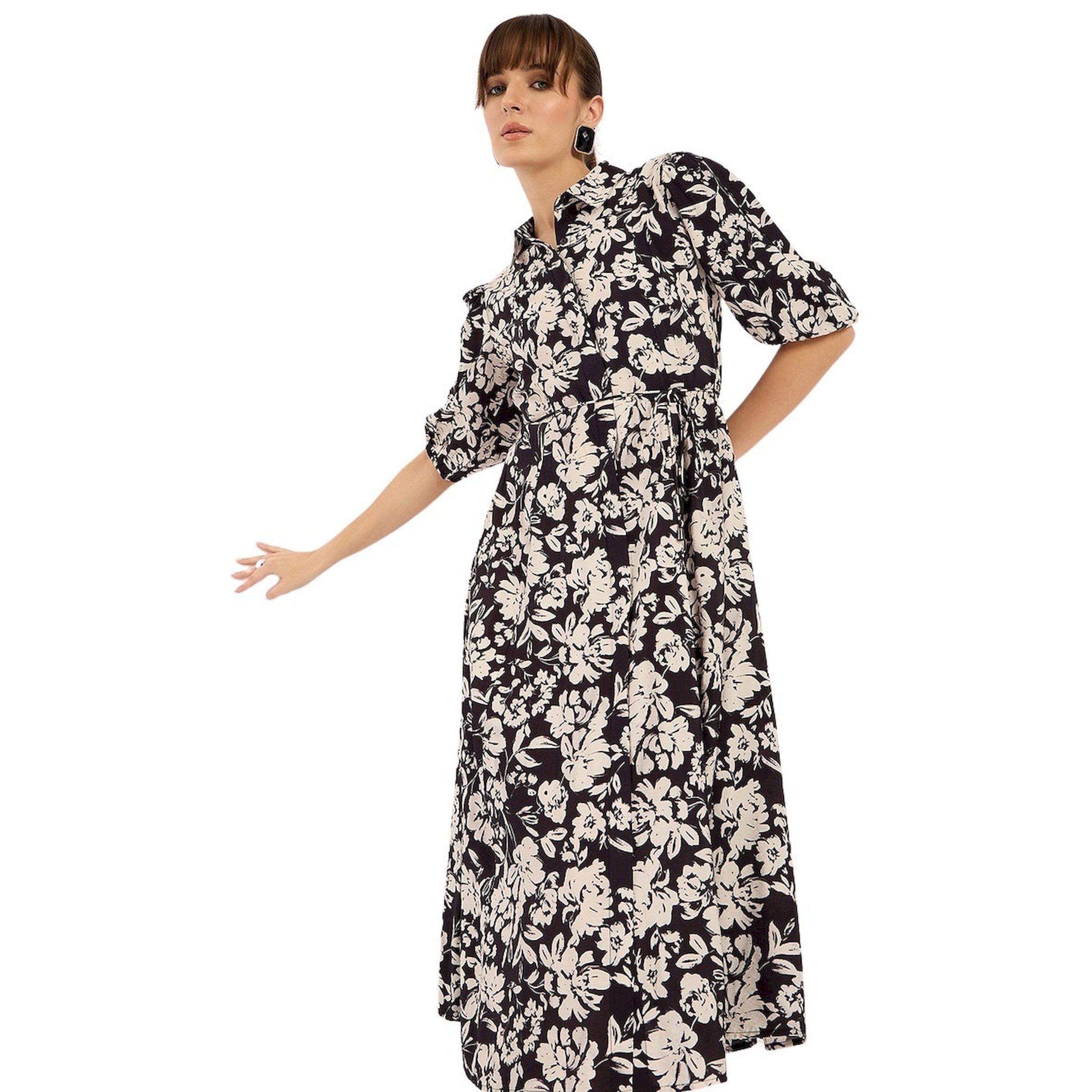 فيميلا × ستايلي-  فستان ميدي ياقة وطبعة زهور-women-clothing-dresses-image-5