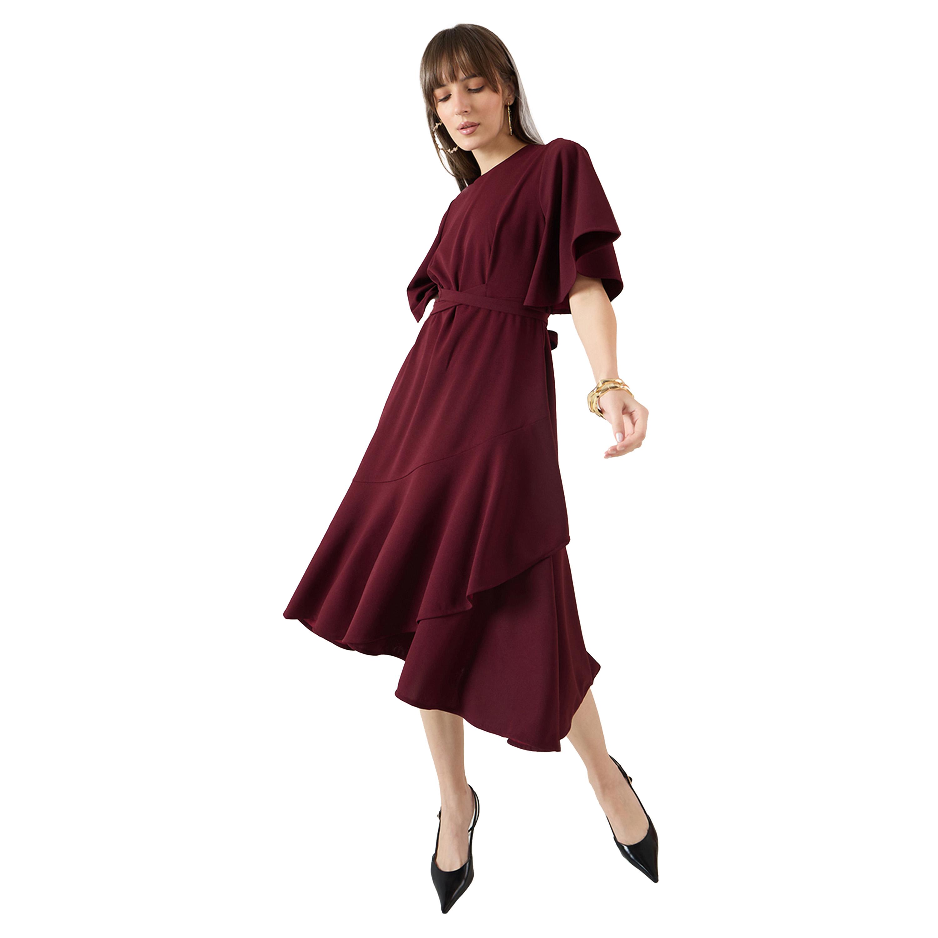 Femmella X Styli Solid Asymmetric Hem A-Line Midi Dress-women-clothing-dresses-image-5