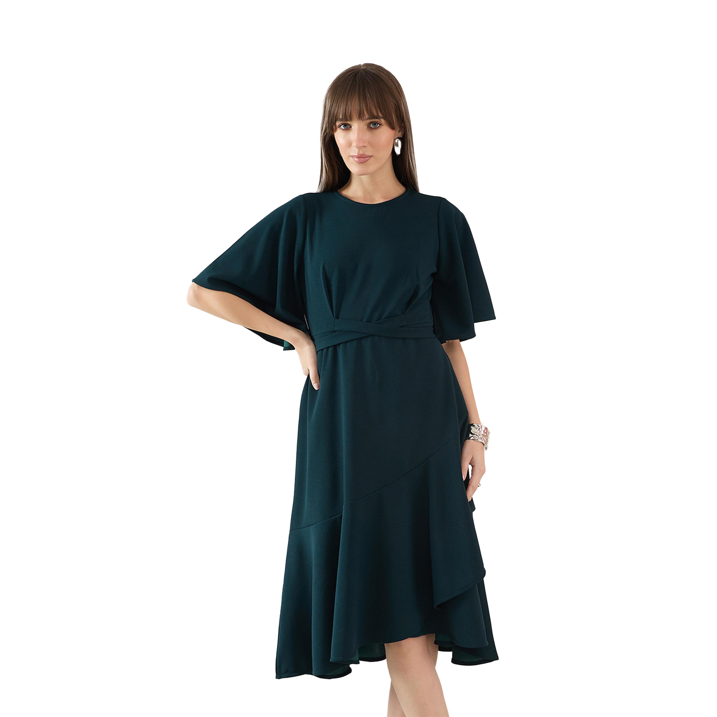 Femmella X Styli Solid Asymmetric Hem A-Line Midi Dress-women-clothing-dresses-image-1