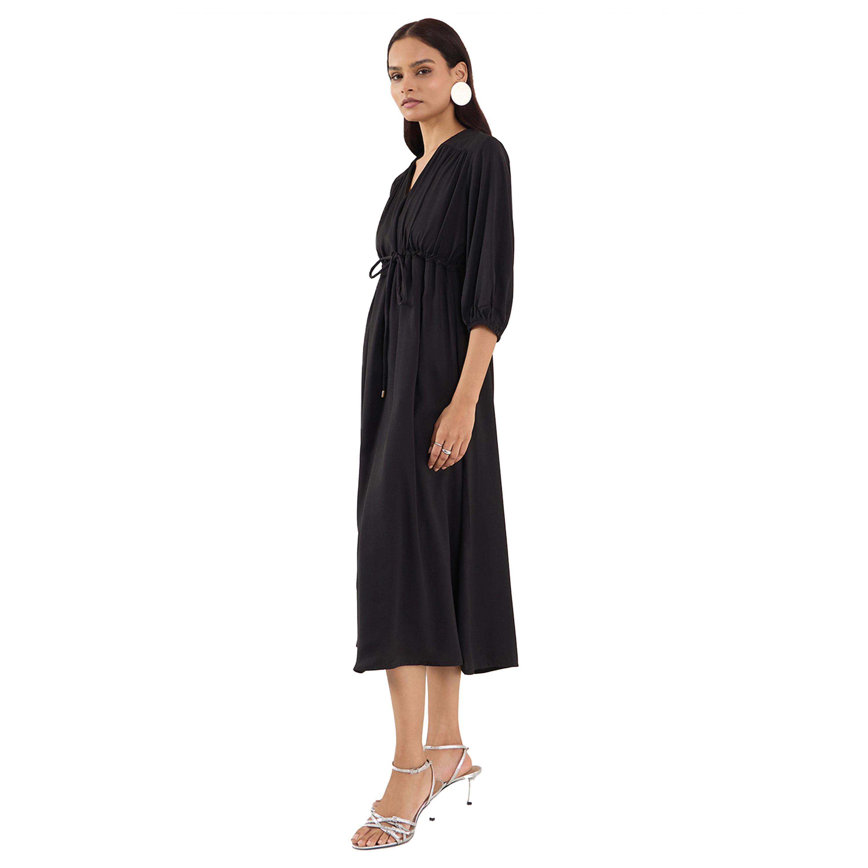 Femmella X Styli Solid Tie Waist A-Line Midi Dress-women-clothing-dresses-image-2