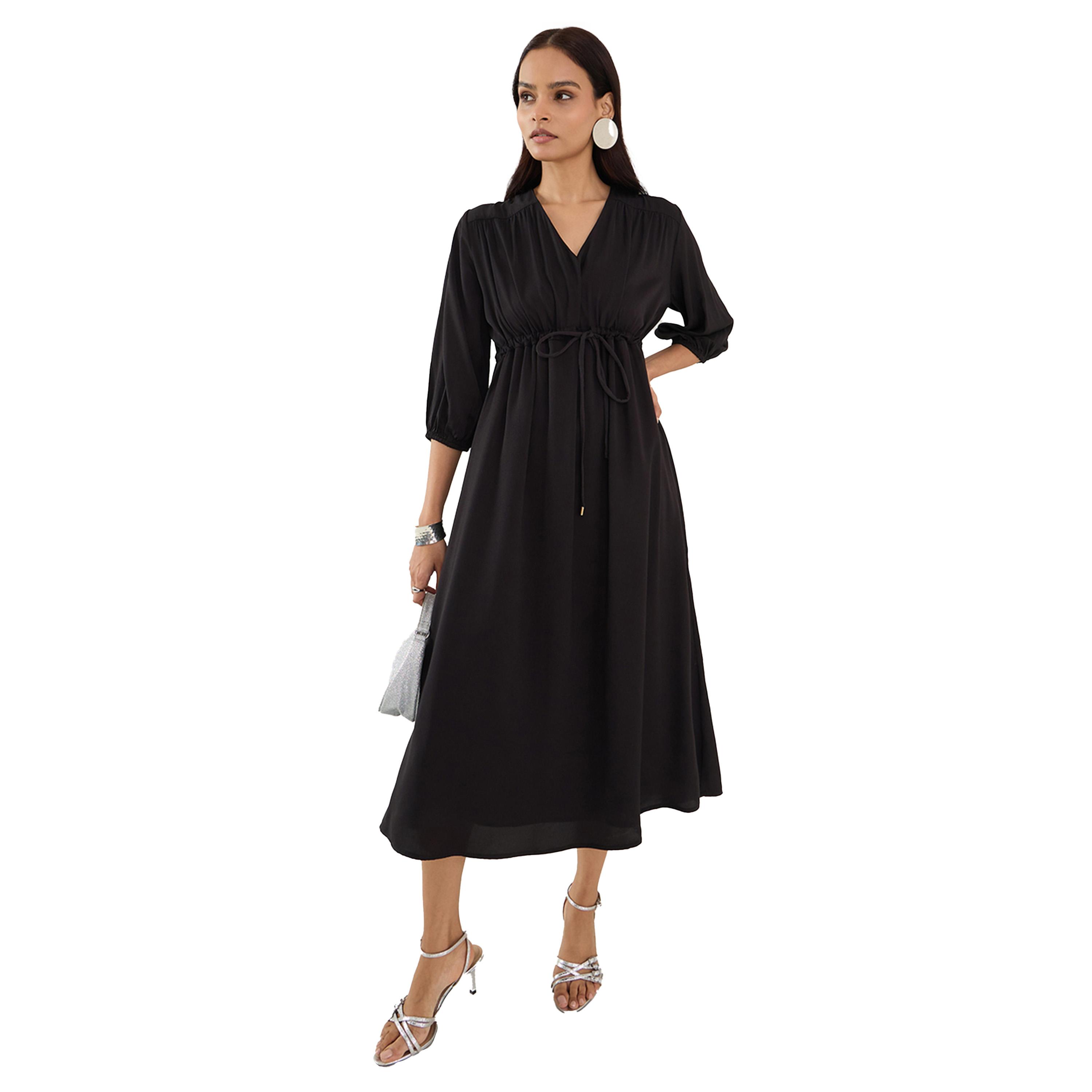 Femmella X Styli Solid Tie Waist A-Line Midi Dress-women-clothing-dresses-image-3