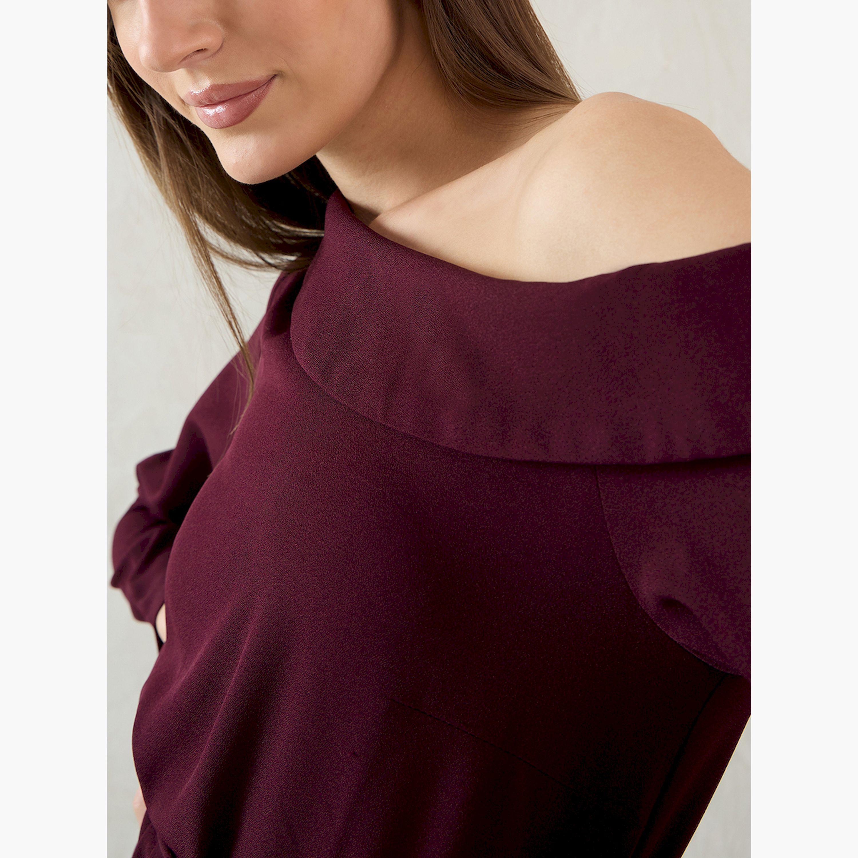 Femmella X Styli Solid Tie Waist Slit Detail A-Line Maxi Dress-women-clothing-dresses-image-4