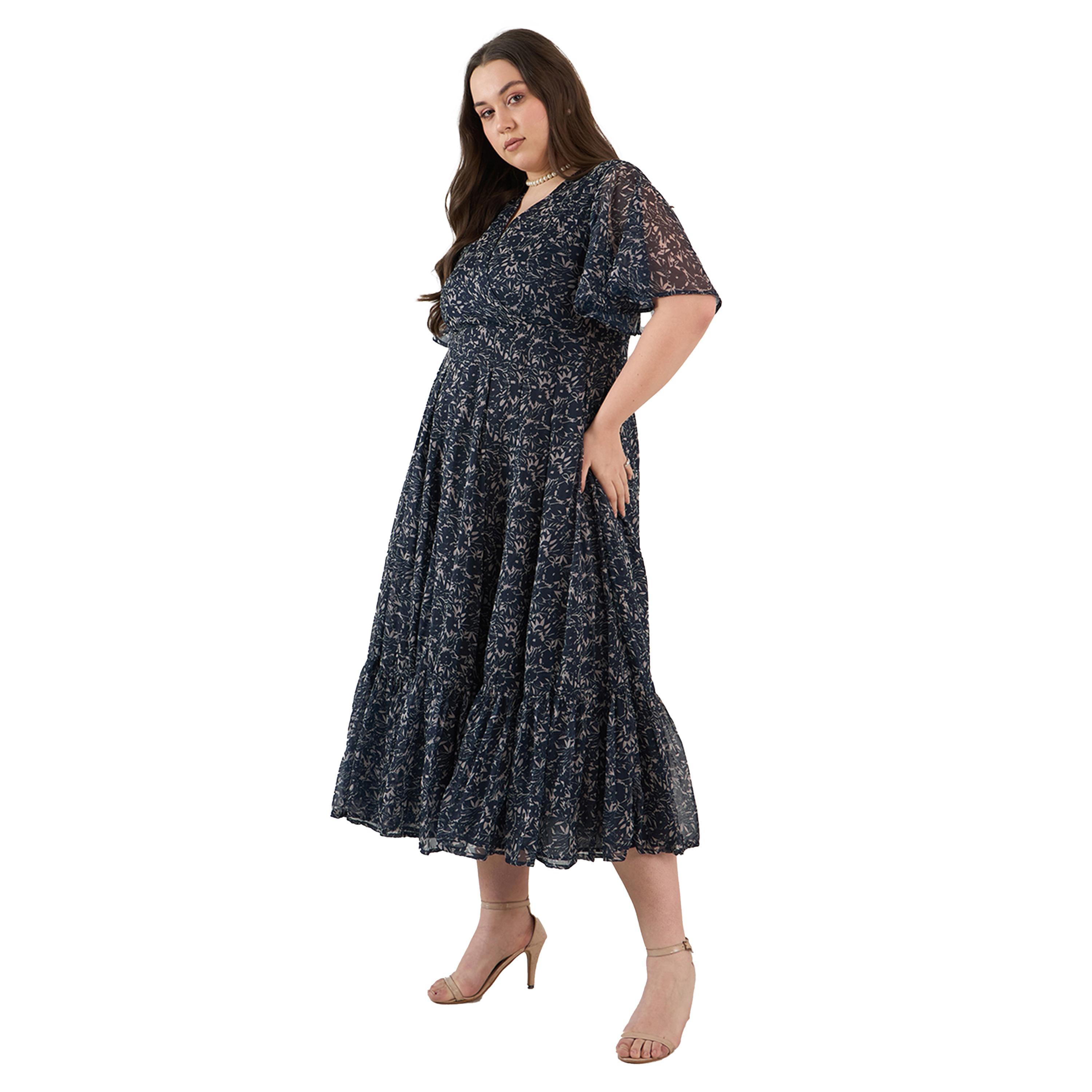 فيميلا × ستايلي-  فستان طويل بطبعات زهور ومقاس كبير قصّة A-women-clothing-dresses-image-2