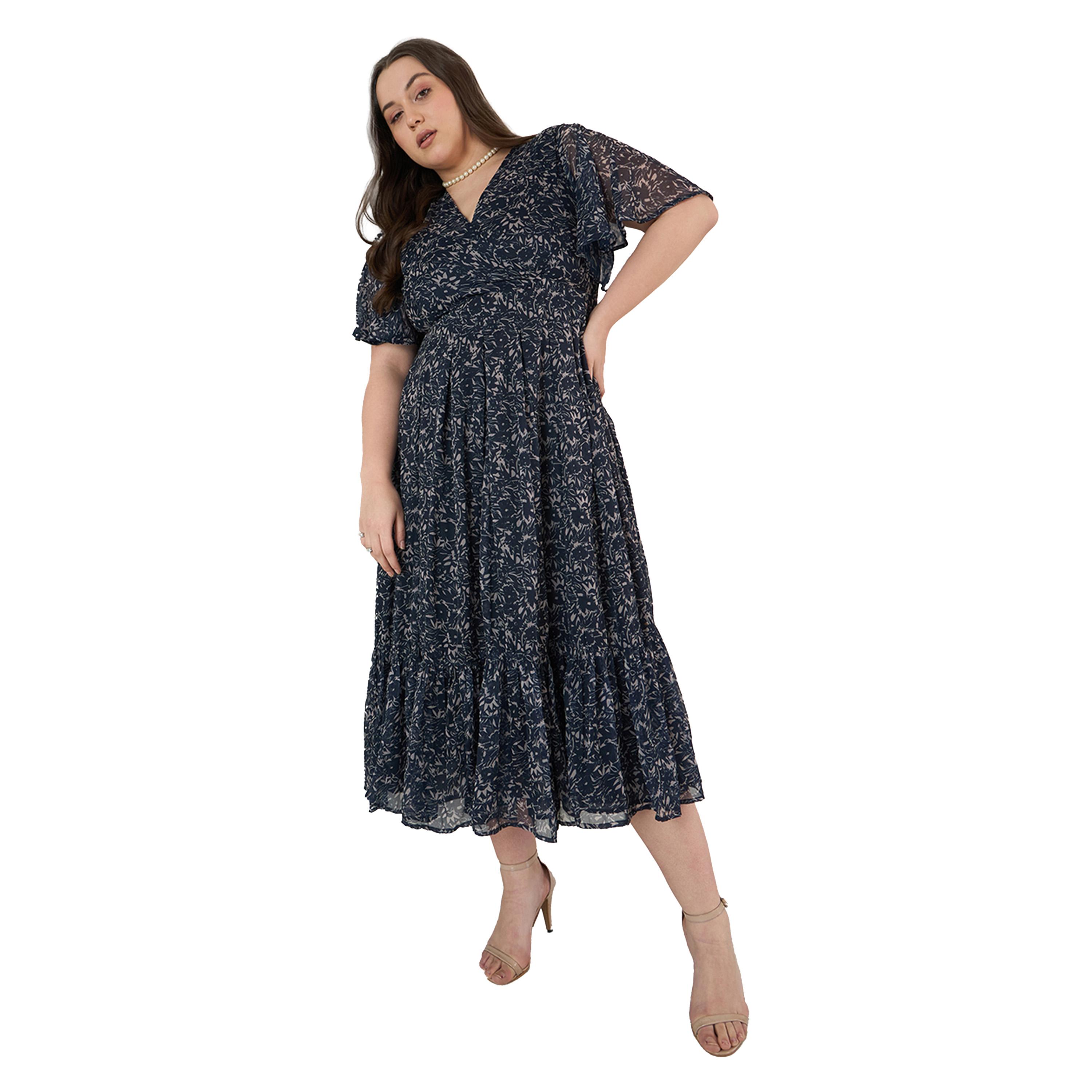 فيميلا × ستايلي-  فستان طويل بطبعات زهور ومقاس كبير قصّة A-women-clothing-dresses-image-4