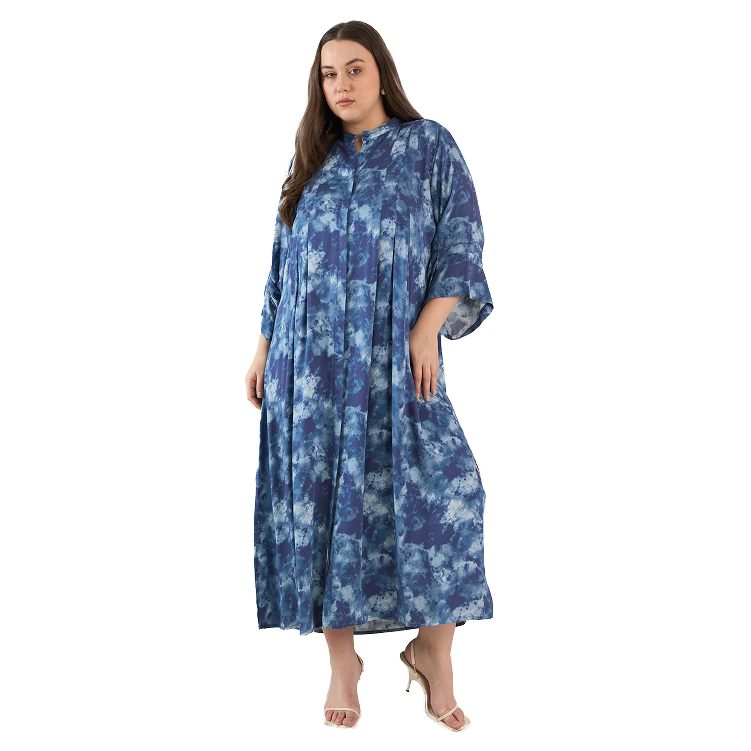 Femmella X Styli Plus Size Abstract Print Button Down A-Line Maxi Dress-women-clothing-dresses-image-1