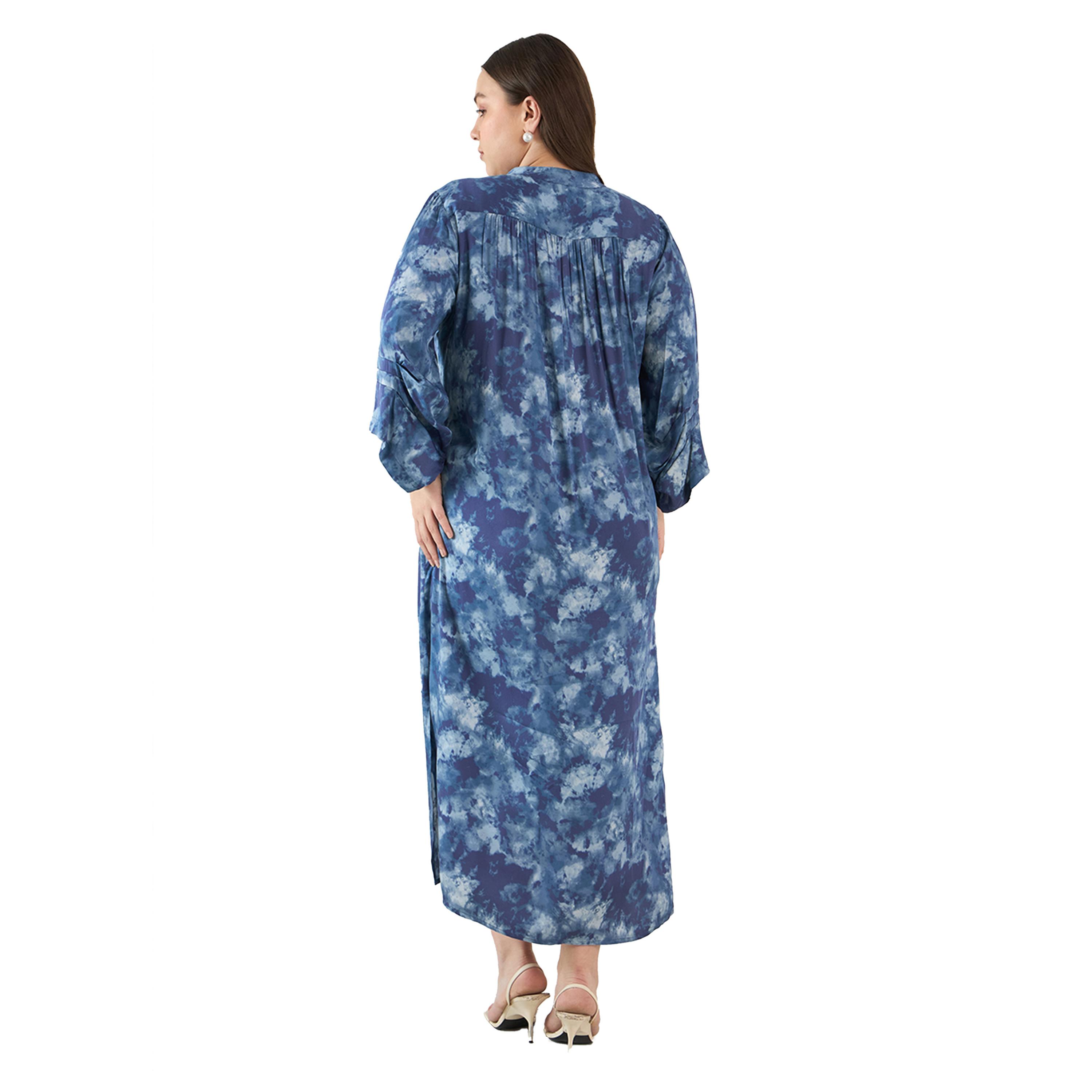 Femmella X Styli Plus Size Abstract Print Button Down A-Line Maxi Dress-women-clothing-dresses-image-2
