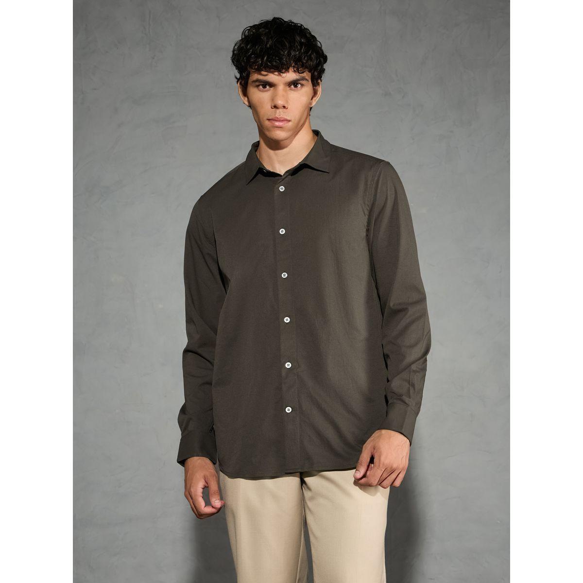 Technosport Solid 2-Way Stretch Long Sleeve Regular Fit Shirt-men-clothing-shirts-image-1