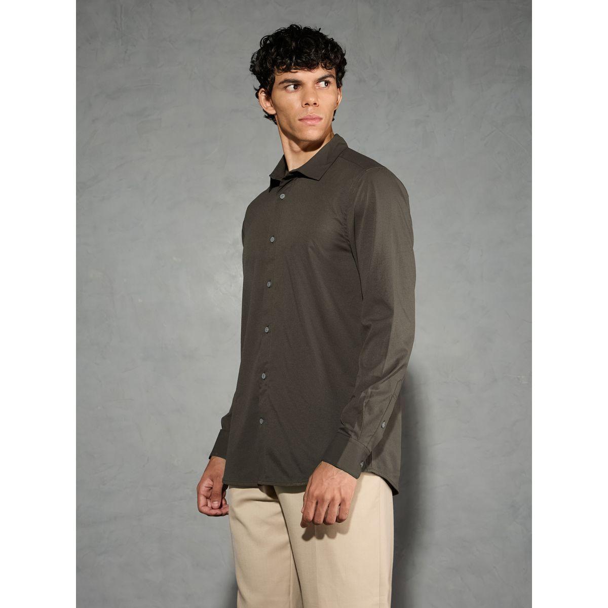 Technosport Solid 2-Way Stretch Long Sleeve Regular Fit Shirt-men-clothing-shirts-image-2