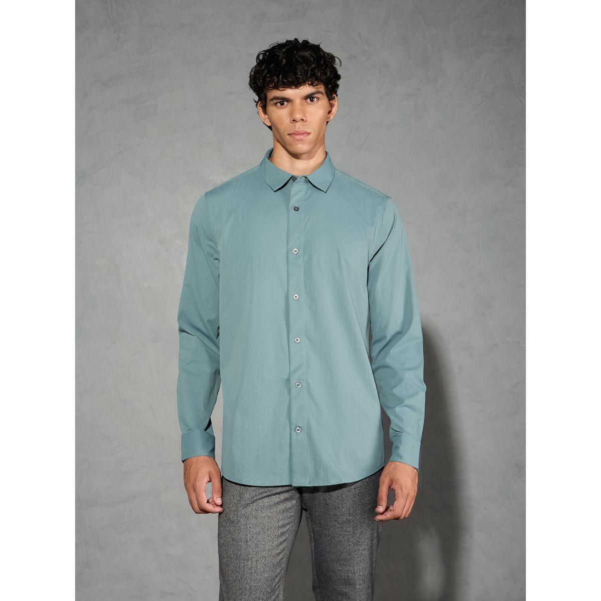 Technosport Solid Spread Collar Regular Fit Shirt-men-clothing-shirts-image-2