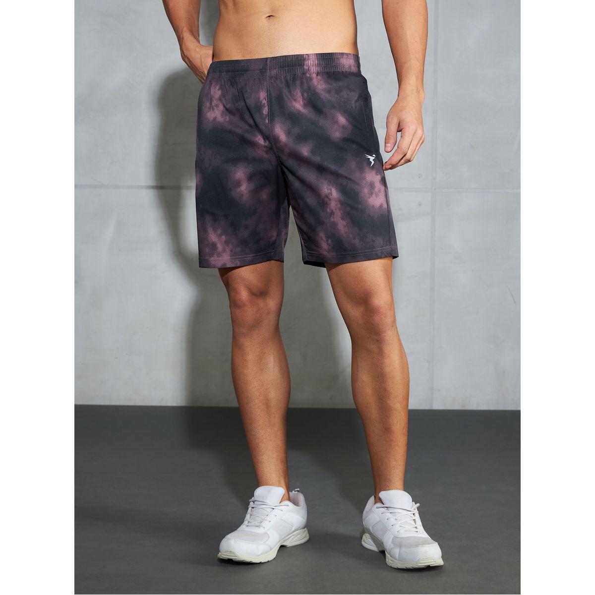 Technosport Solid 2-Way Stretch Tie-Dye Print Shorts-sports-men-clothing-bottoms-shorts-image-1