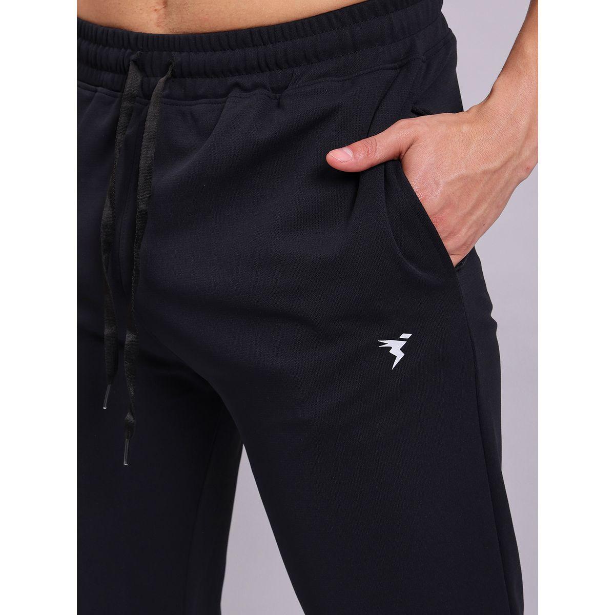 Technosport Men Black Solid 4-Way Stretch Track Pants-men-clothing-bottoms-joggers-image-2