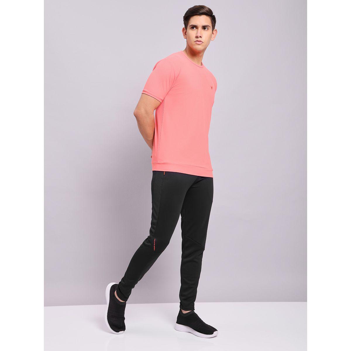 Technosport Men Black Solid Elasticated Waistband Track Pants-men-clothing-bottoms-joggers-image-4