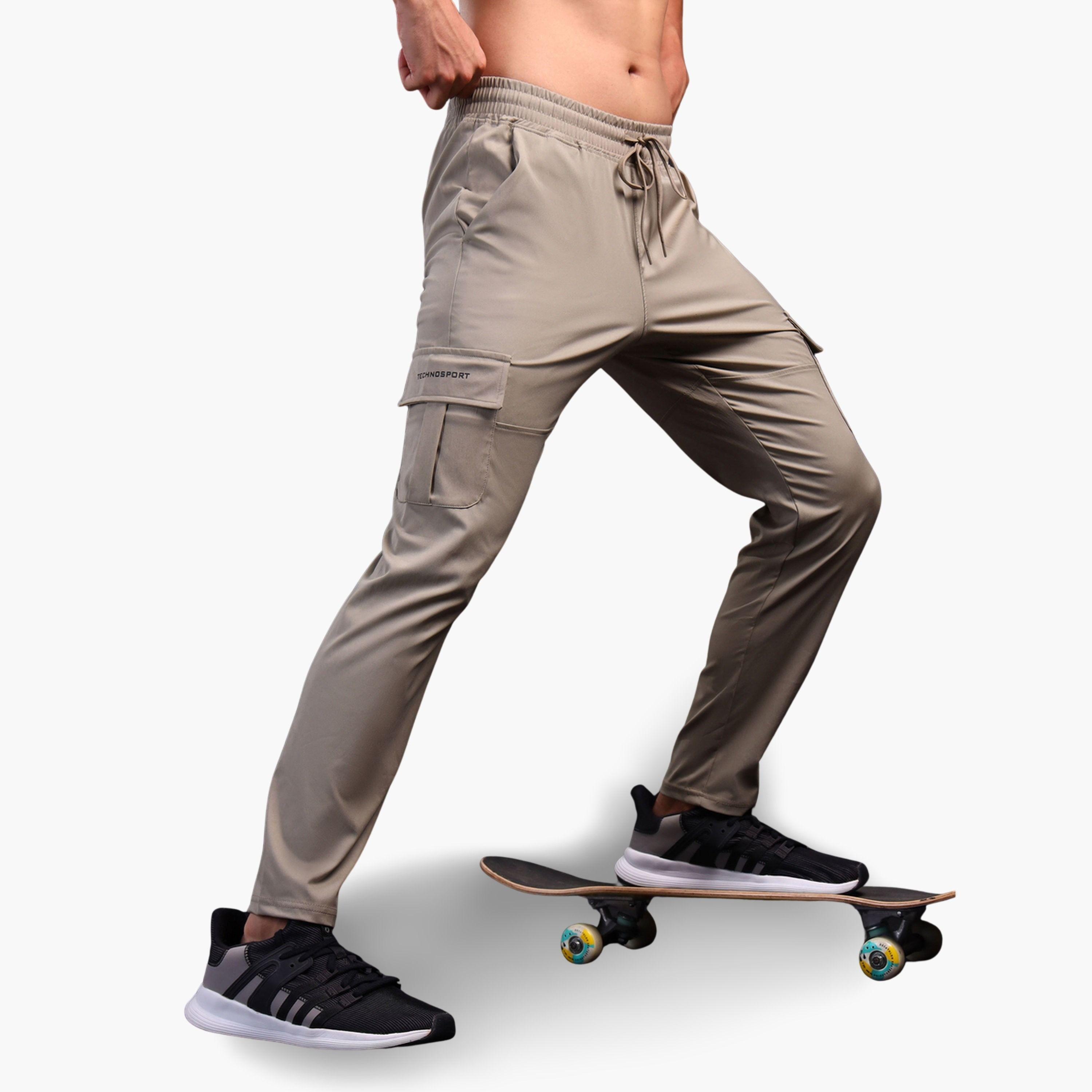Technosport Men Solid Relaxed Fit Sports Cargo Trackpants-men-clothing-sportswearandactivewear-bottoms-image-3