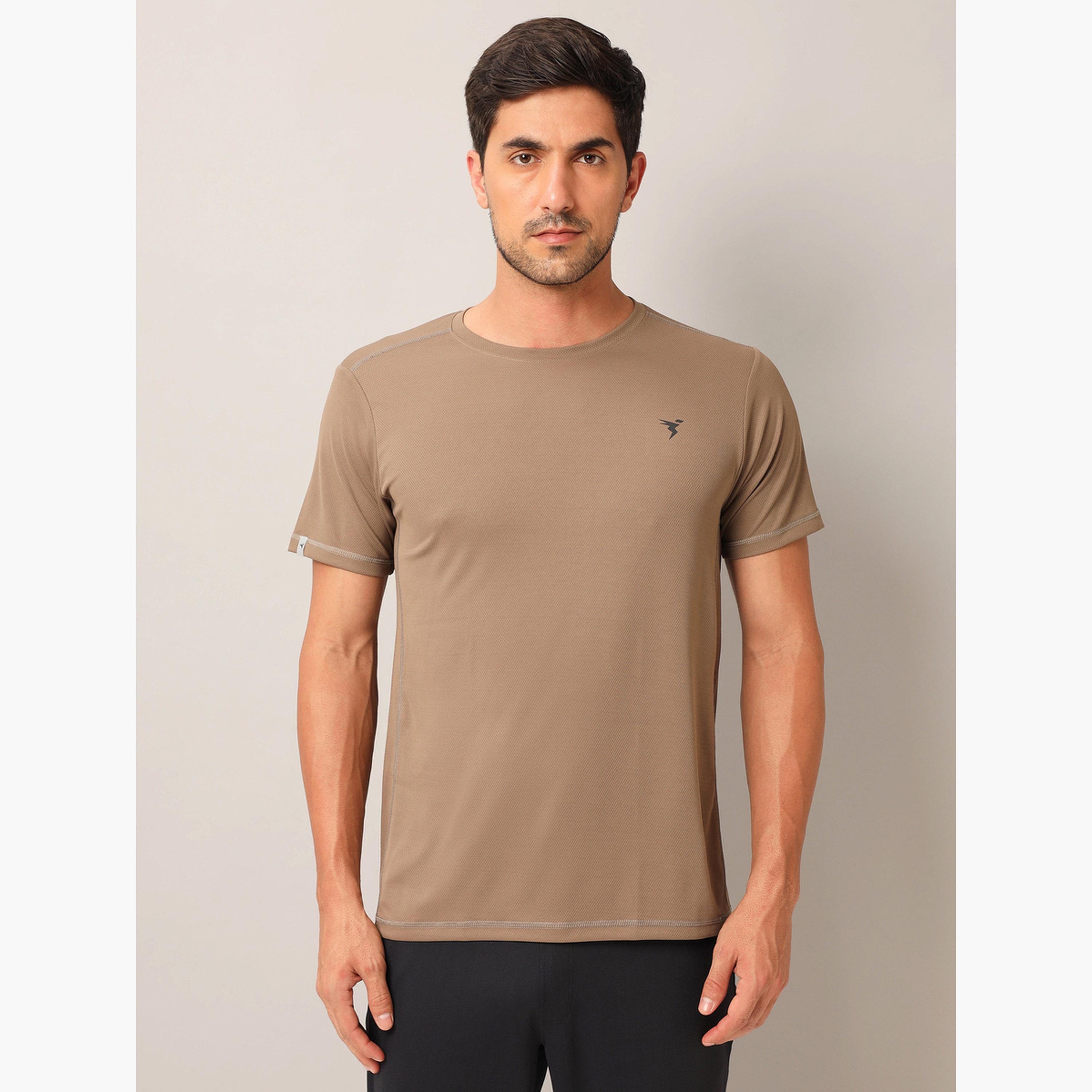 Technosport Men Solid Slim Fit Crew Neck T-Shirt-men-clothing-sportswearandactivewear-tshirtsandpolos-image-1