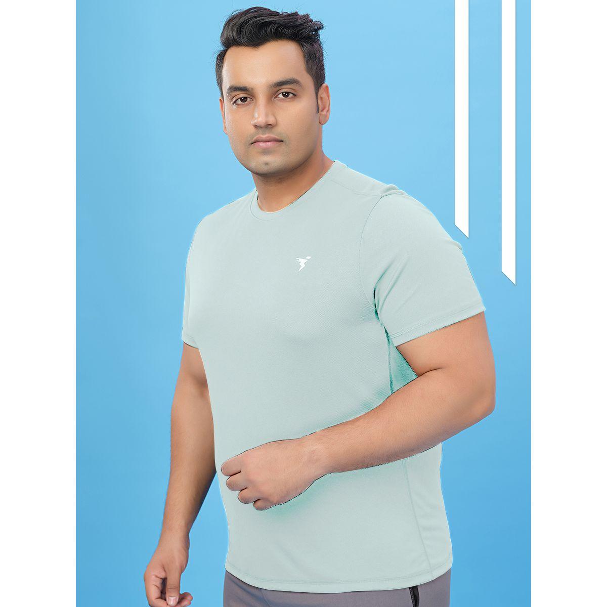 Technosport Plus Green Solid Crew Neck Slim Fit T-Shirt-men-clothing-tshirtsandpolos-tshirts-image-2
