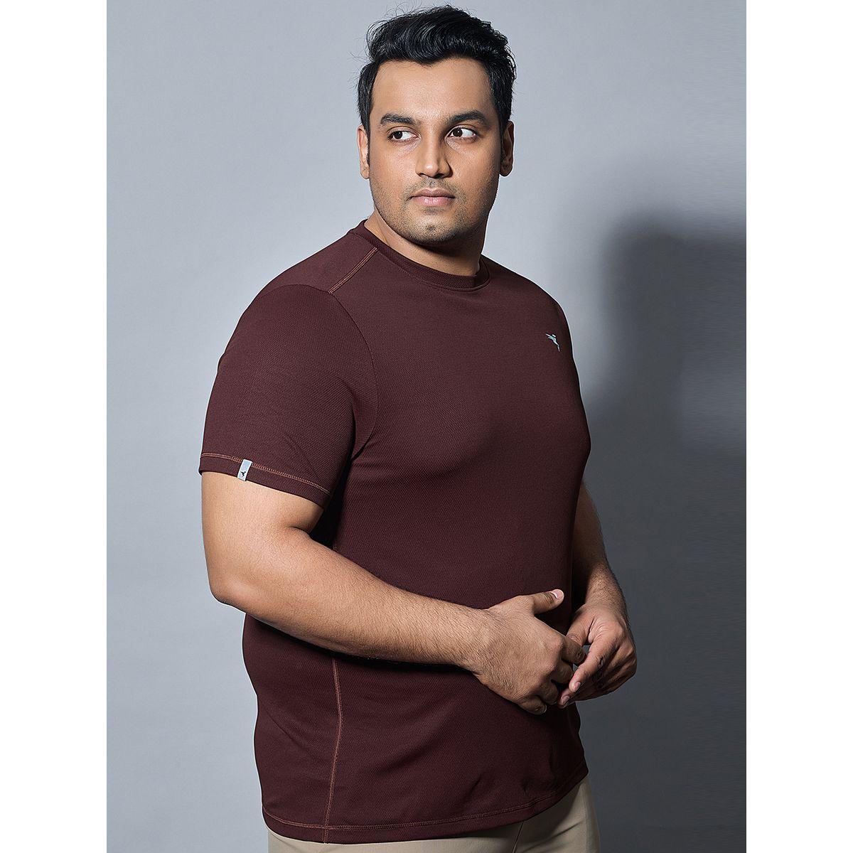 Technosport Plus Brown Solid Crew Neck Slim Fit T-Shirt-men-clothing-tshirtsandpolos-tshirts-image-3