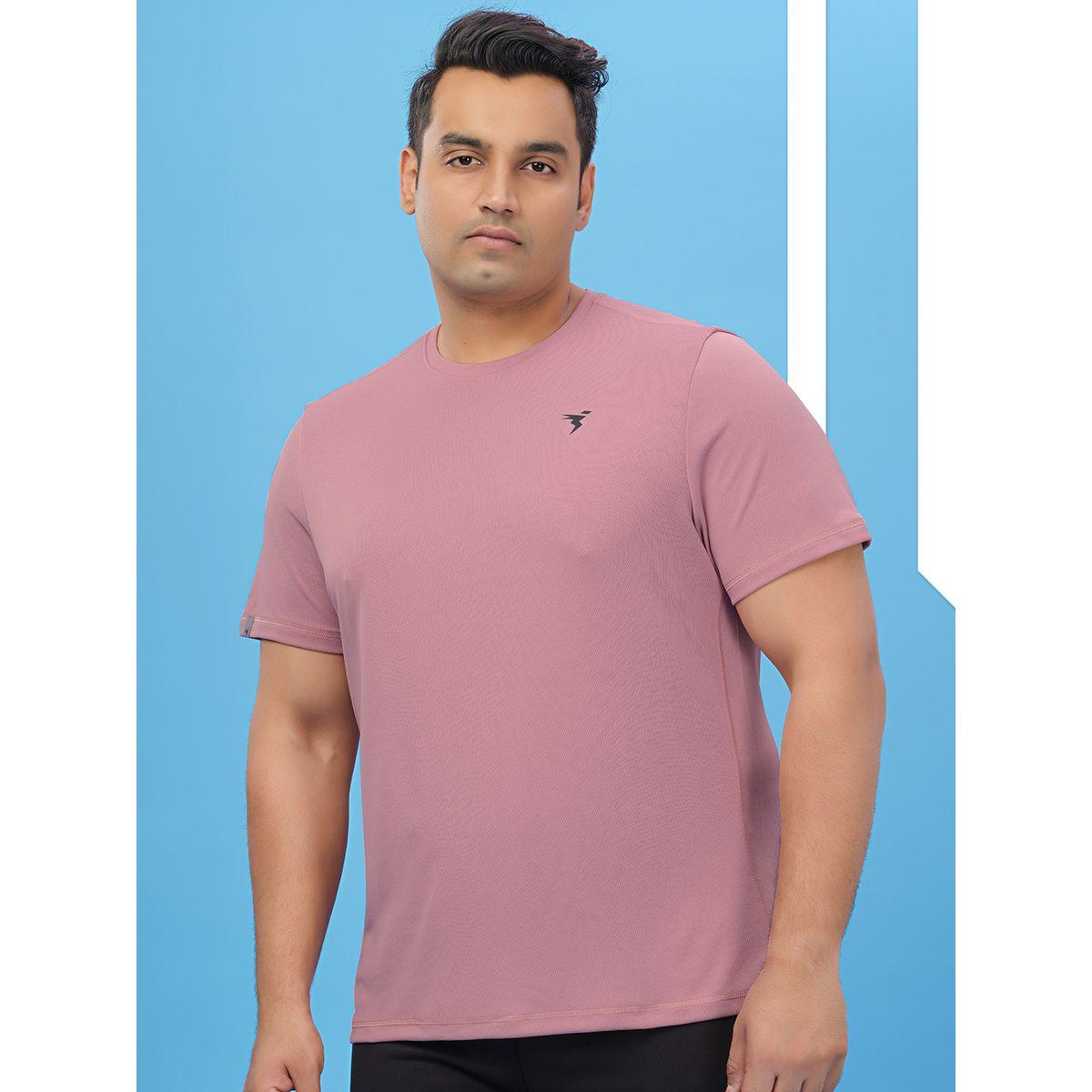 Technosport Plus Pink Solid Crew Neck Slim Fit T-Shirt-men-clothing-tshirtsandpolos-tshirts-image-1