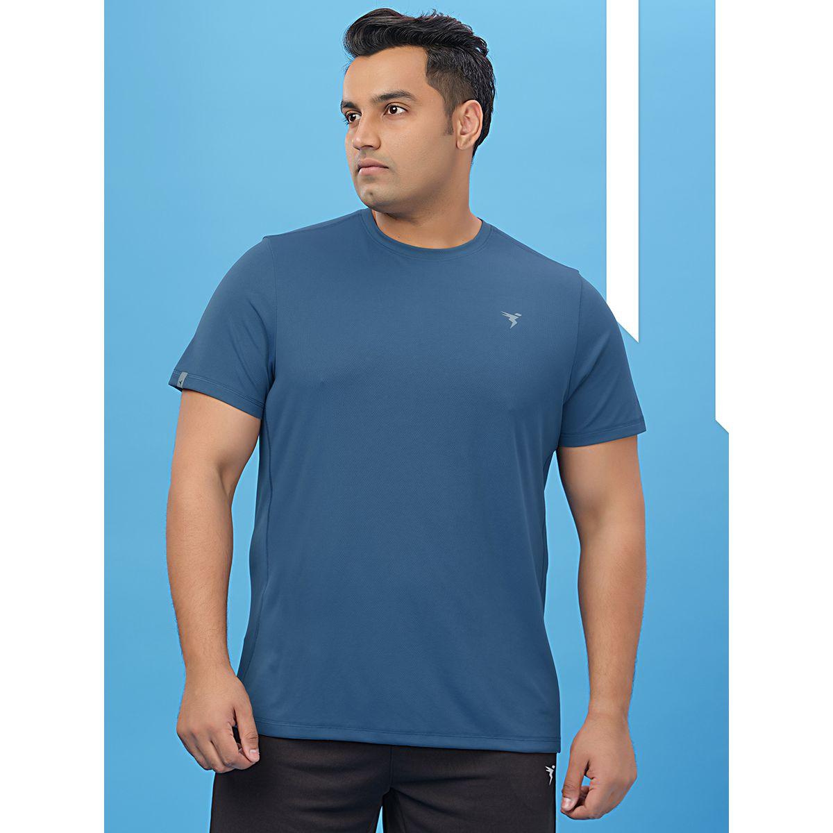 Technosport Plus Blue Solid Crew Neck Slim Fit T-Shirt-men-clothing-tshirtsandpolos-tshirts-image-1